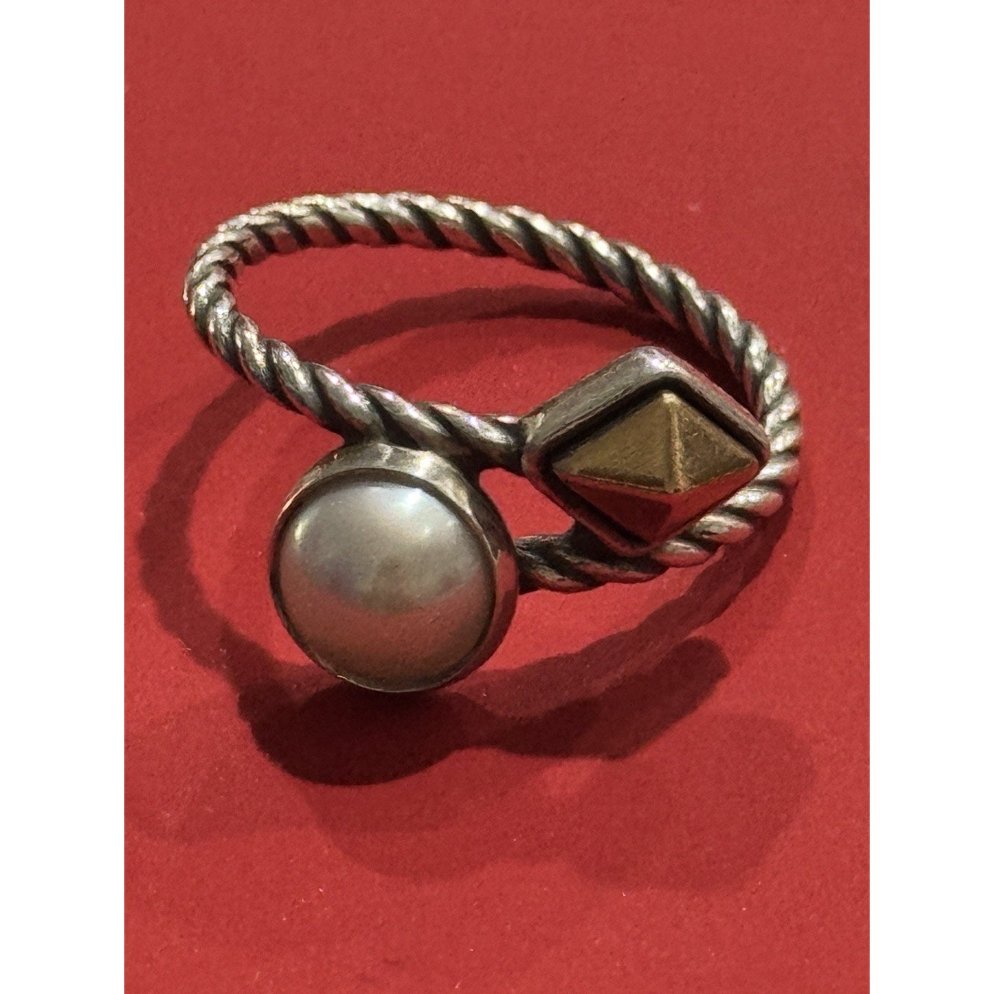 James Avery Retired 925 Silver Marlowe Bronze w/ Cultured Pearl Ring Size 10 Pre-Owned