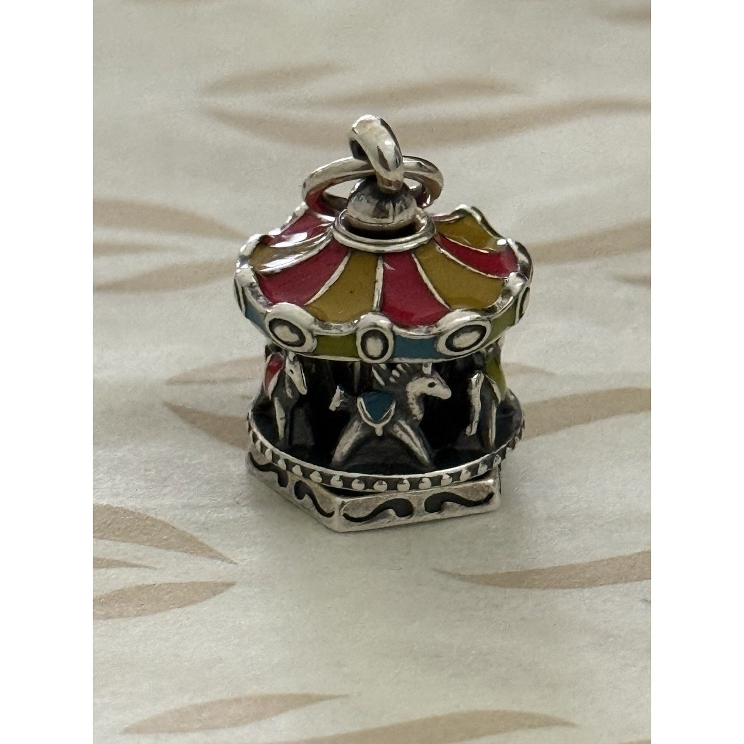 Pre Owned James Avery Retired Enameled Spinning Horse Carousel Charm