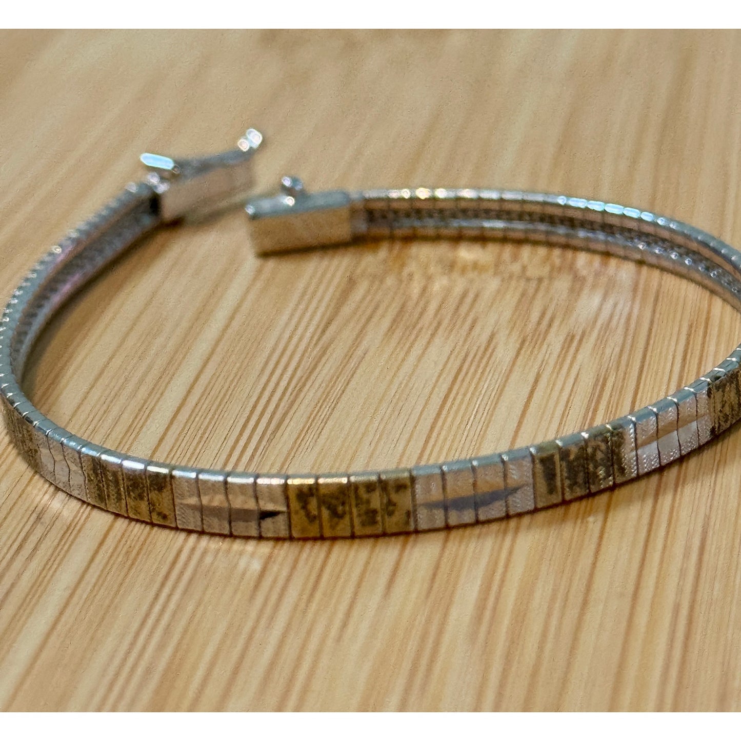 Copied - Vintage Italian 925 Sterling Silver Two Tone Gold Wash Textured Bracelet 7.25”