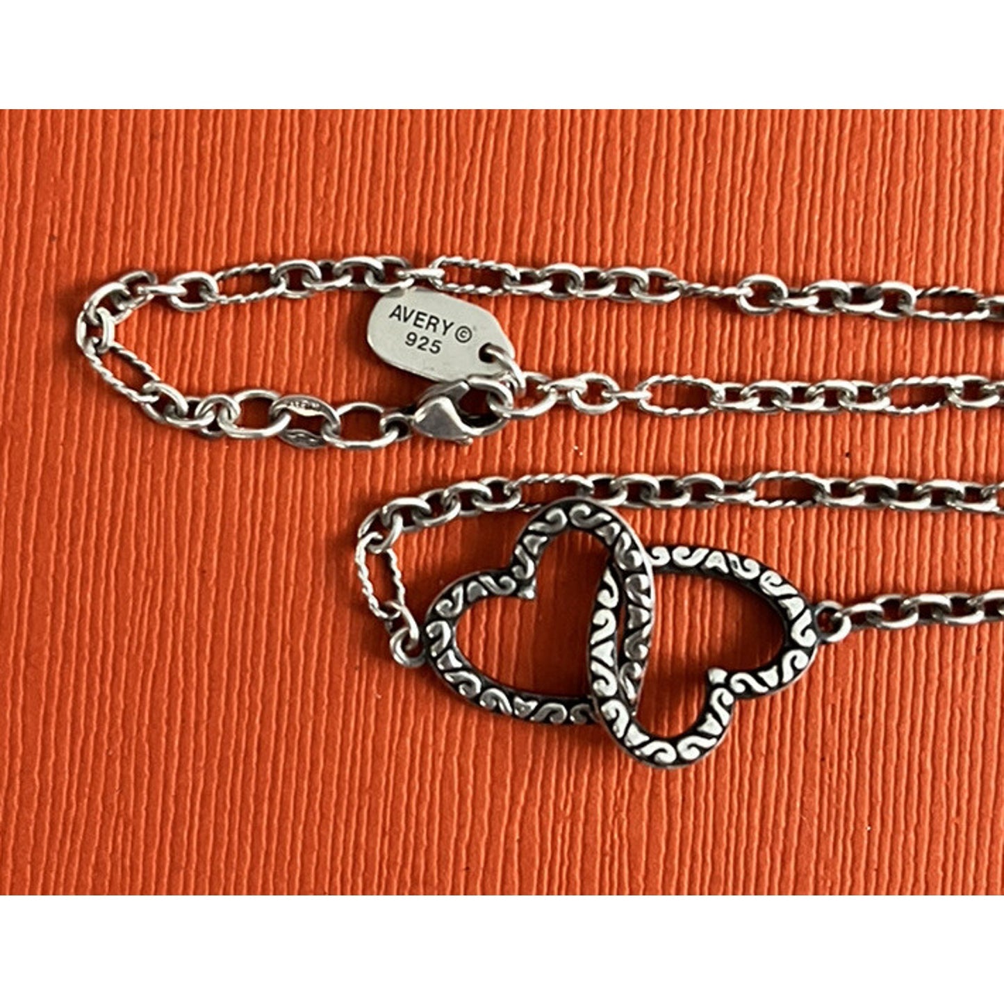 James Avery Retired Sterling Silver Two Hearts Necklace 8” Pre-Owned