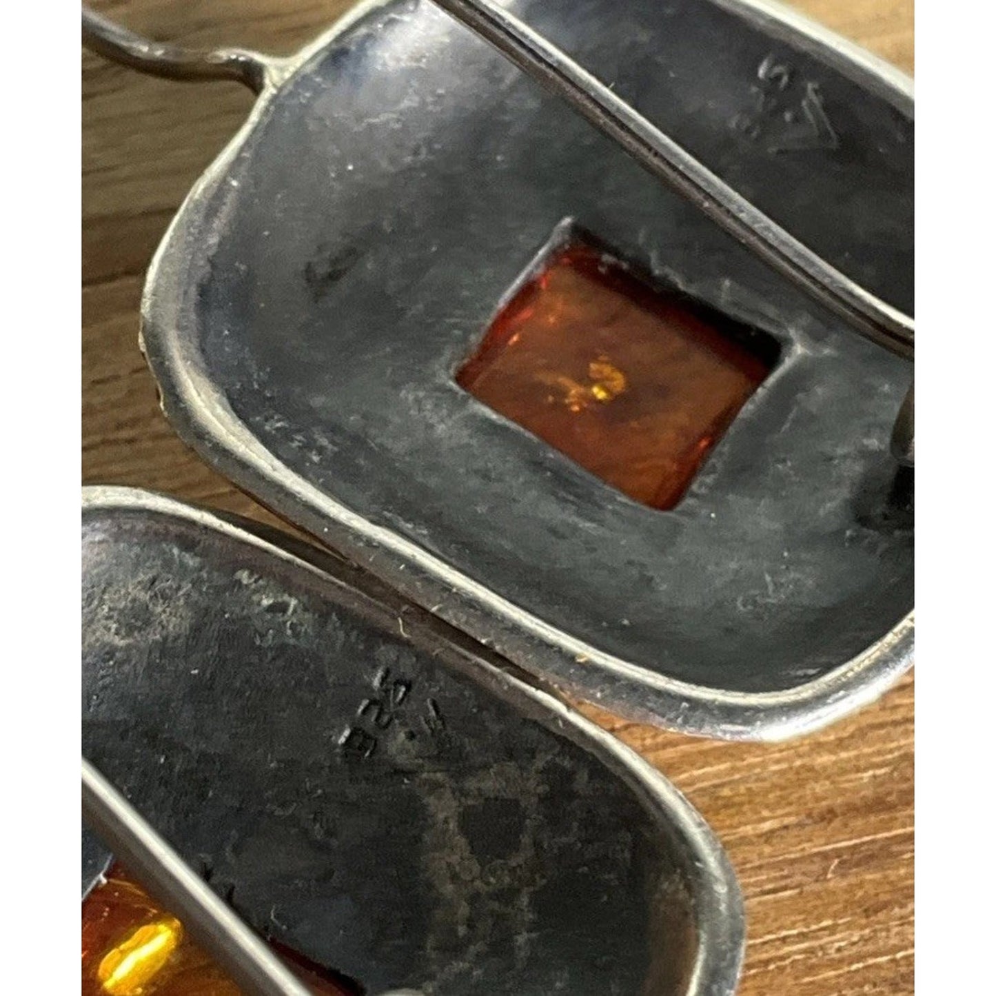 Silpada 925 Sterling Silver Amber Square Dangle Earrings