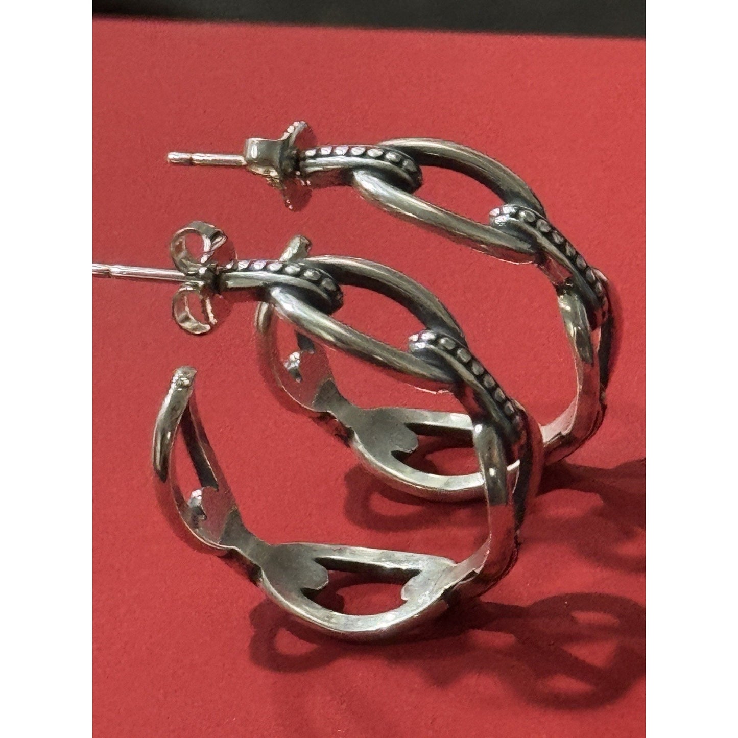 James Avery Retired Sterling Silver Beaded Connected Link Earrings Pre-Owned