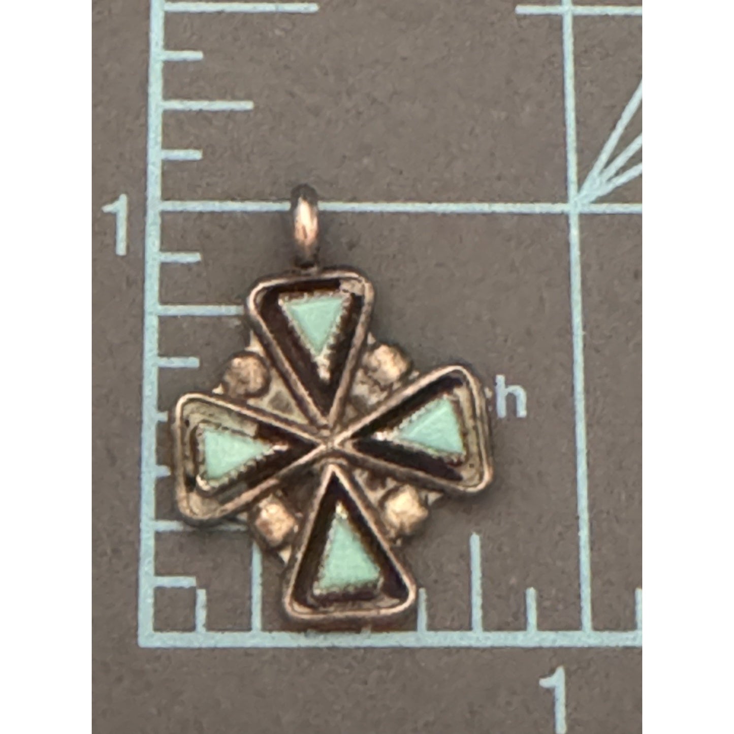 Vintage Sterling Silver Turquoise Cross Pendant Naive American Southwest Design