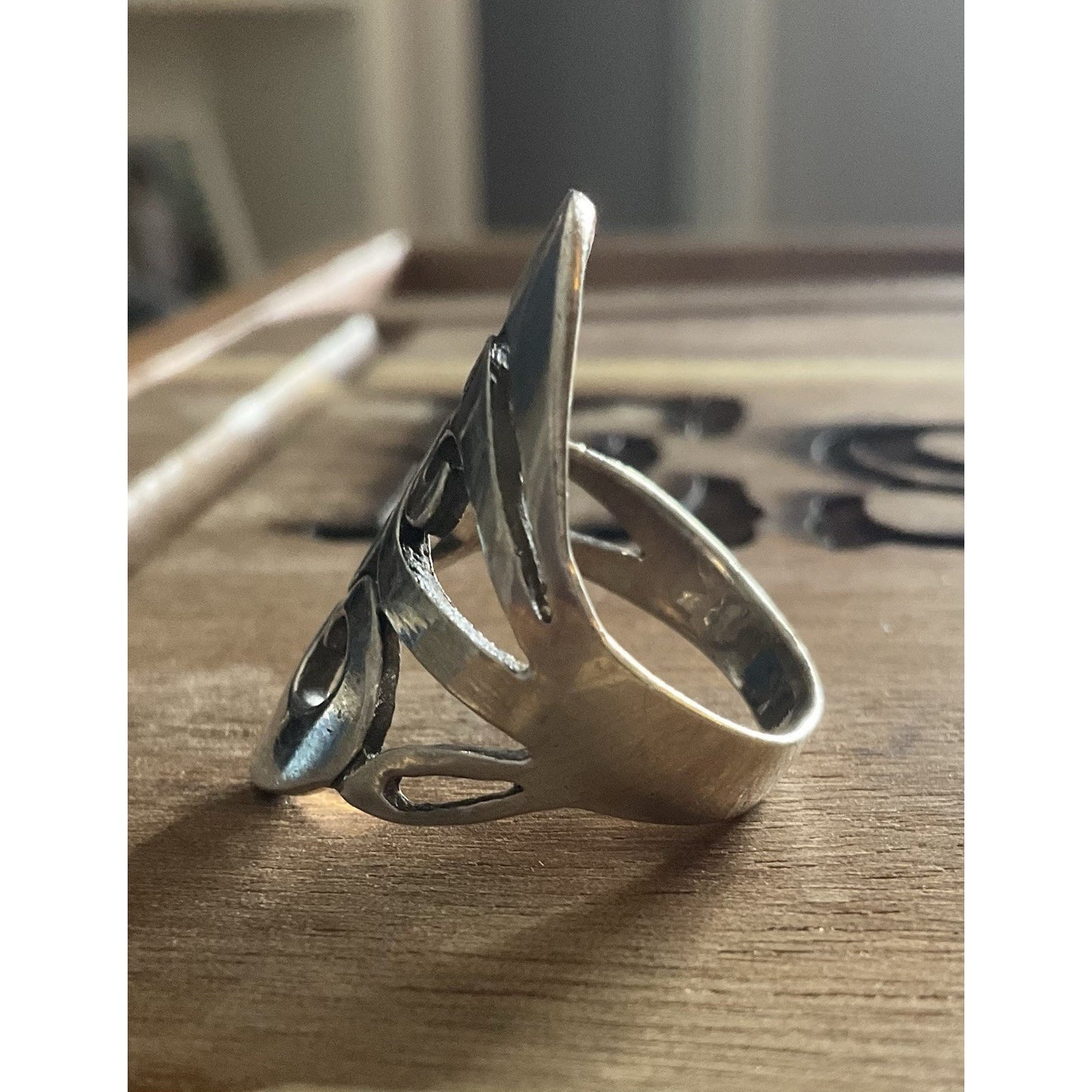 Sterling Silver Abstract Swirl Ring Size 7.5 Modern Sculptural