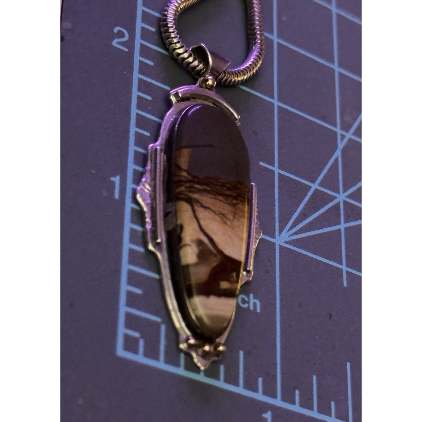 Vintage SHANO 97 Sterling Jasper Southwestern Pendant Necklace 24” Italy 925 24g
