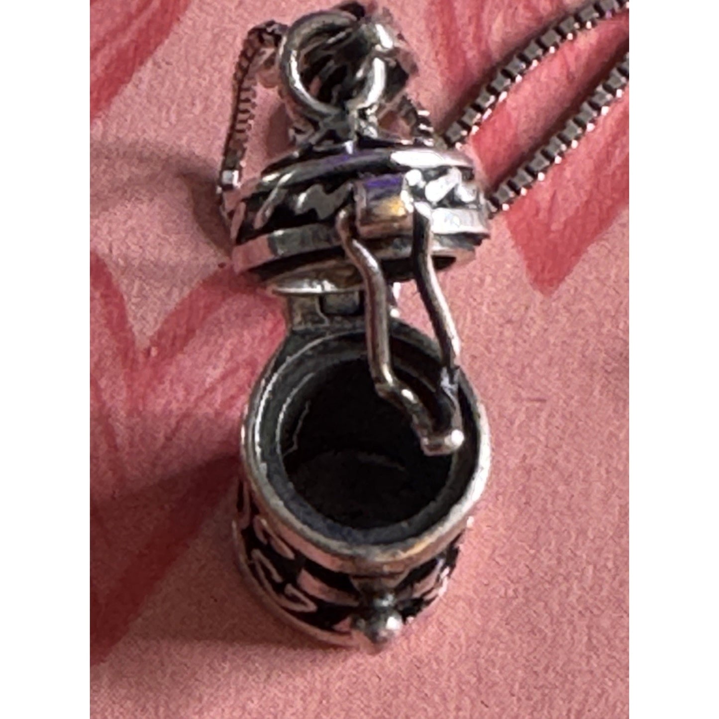 Vintage Sterling Silver Amulet Pendant (Opening Prayer / Wish Box) With Necklace