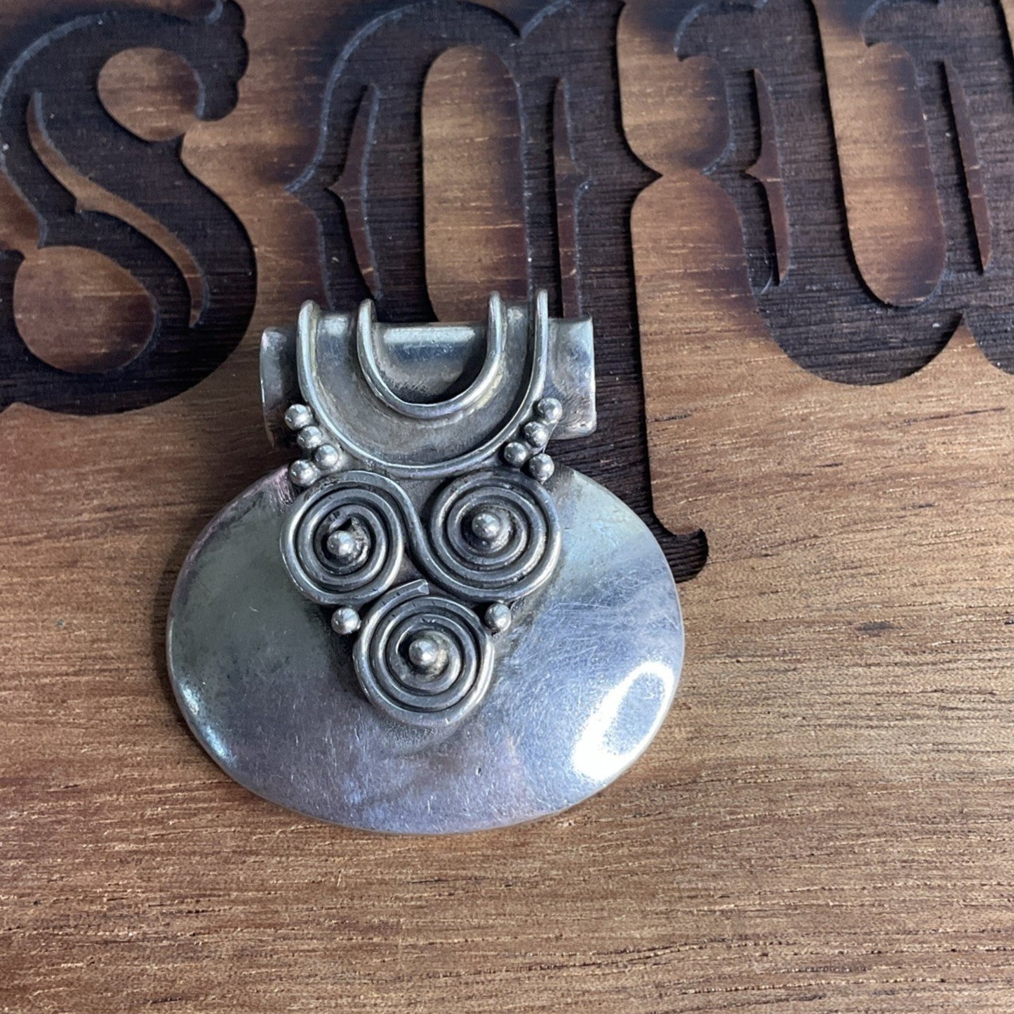 Vintage Sterling Silver Tribal/Spiral Pendant