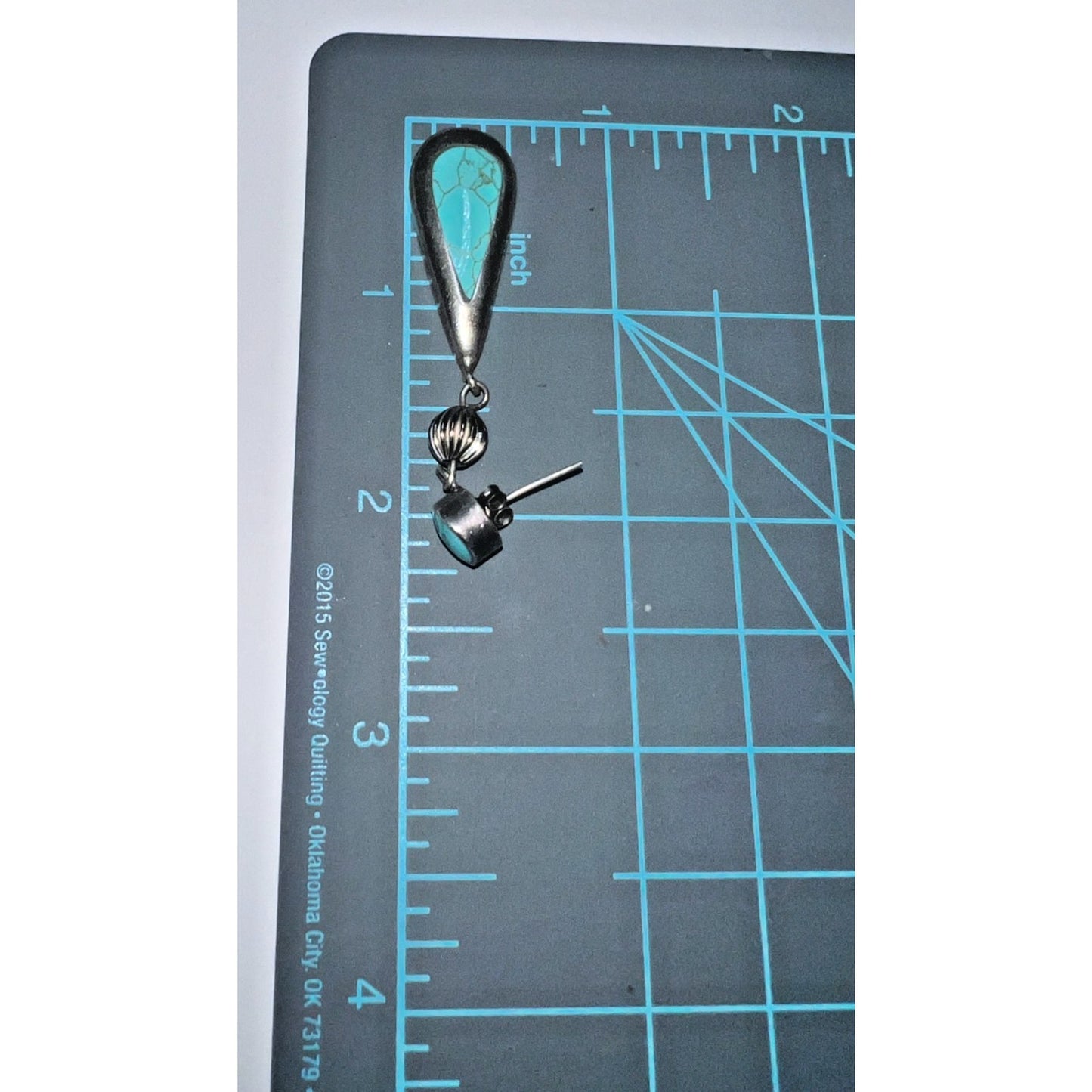 Vintage Sterling Silver Turquoise Dangle Drop Southwestern Earrings 2” Long 13g