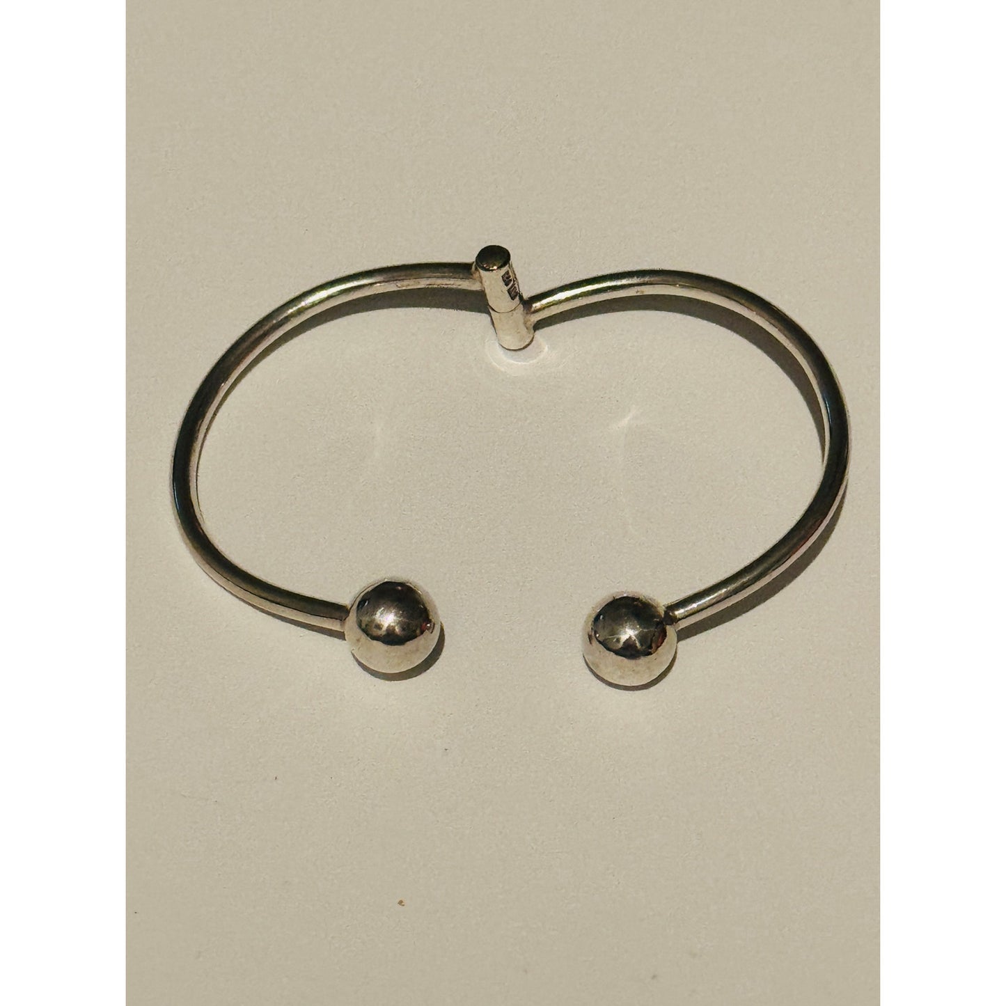 Vintage ATI Mexico 925 Sterling Silver Hinged Bypass Ball-End Bangle Orb Bracelet 14.8g