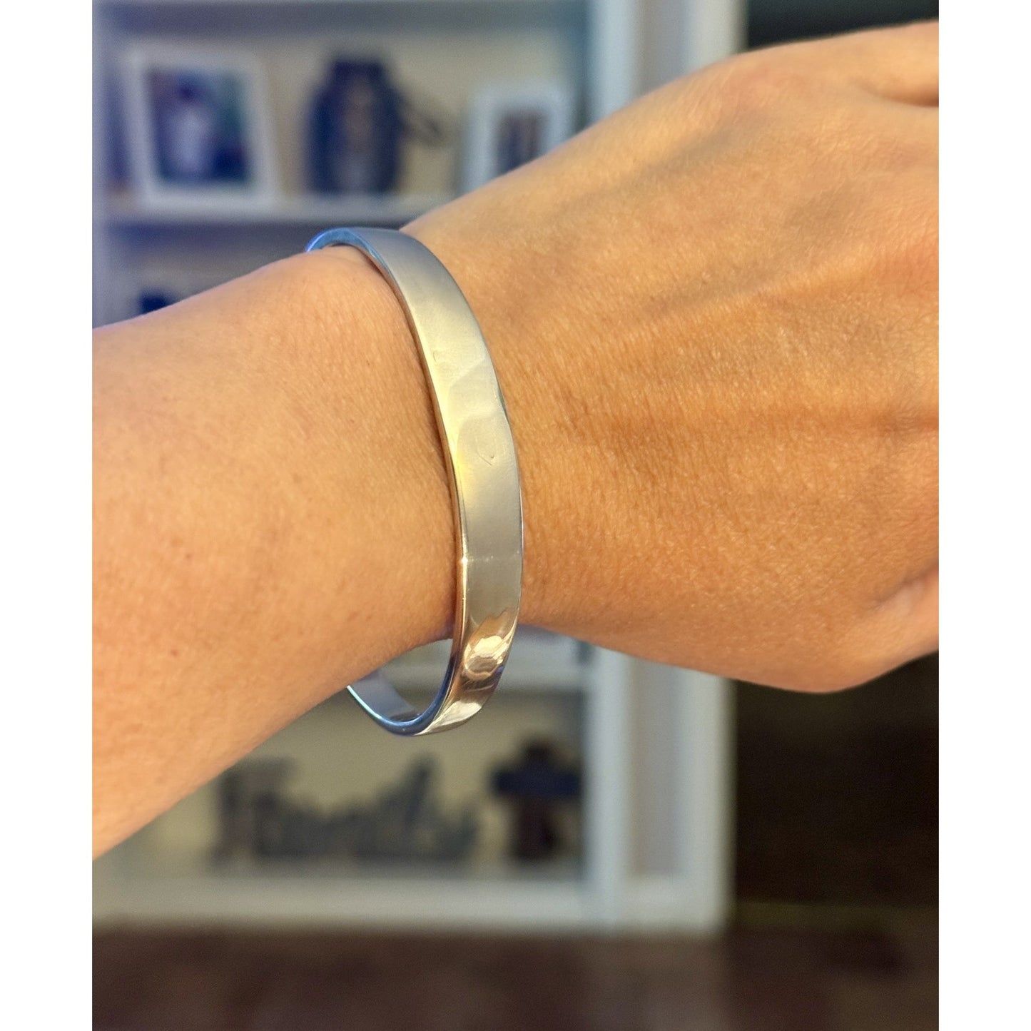 Retired James Avery Sterling Silver Greek Scroll Cuff Bangle Bracelet Pre-Owned