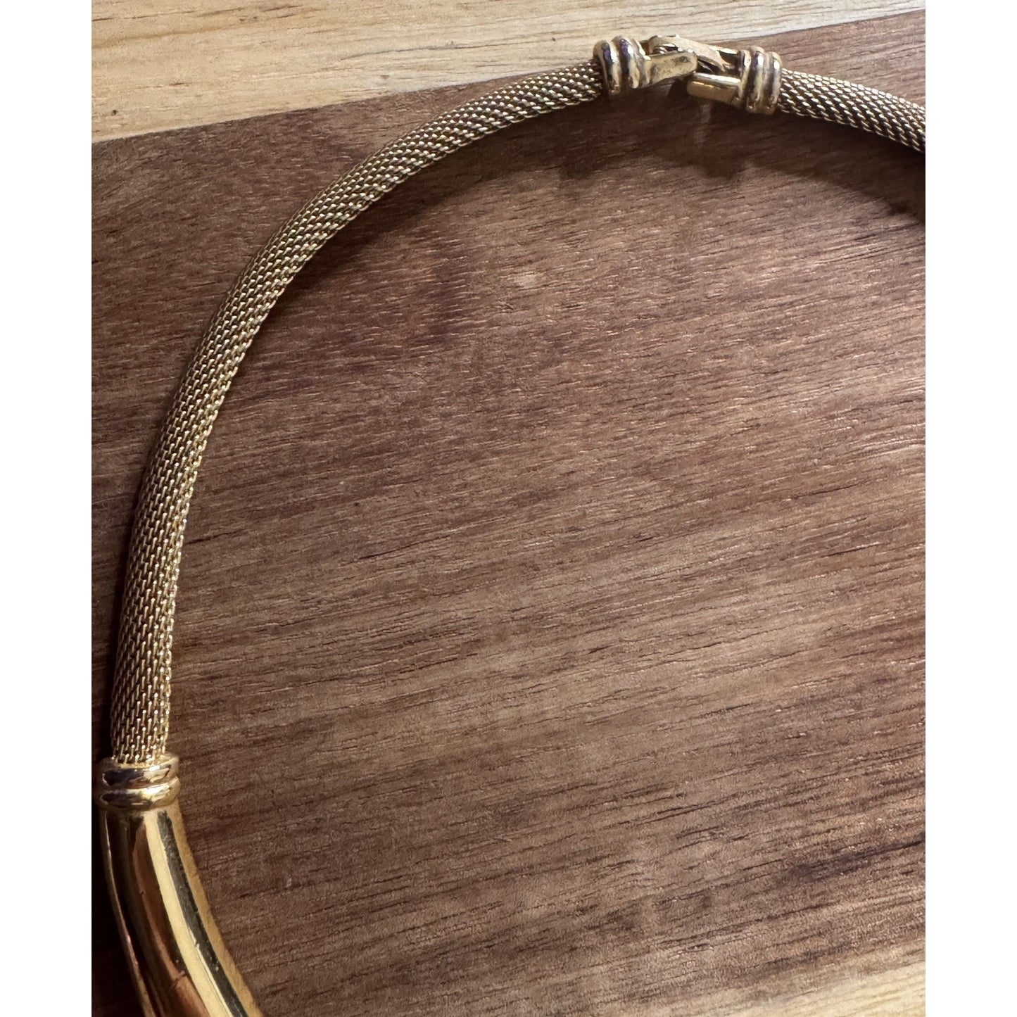 Vintage Monet Gold Tone Rare Mesh Collar Necklace Sculptural Statement Signed