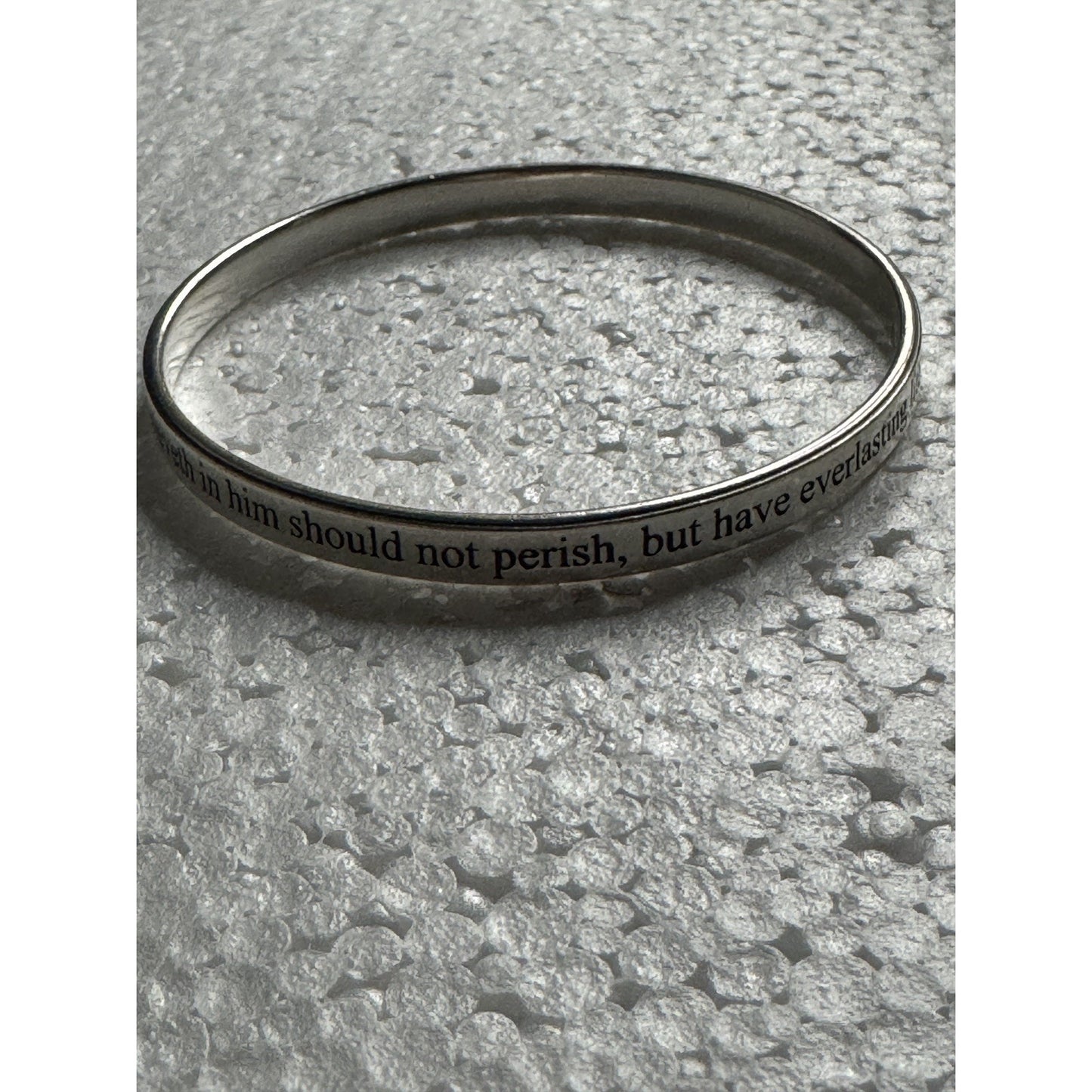 James Avery Retired Silver John 3:16 Bangle Bracelet Size L Pre-Owned