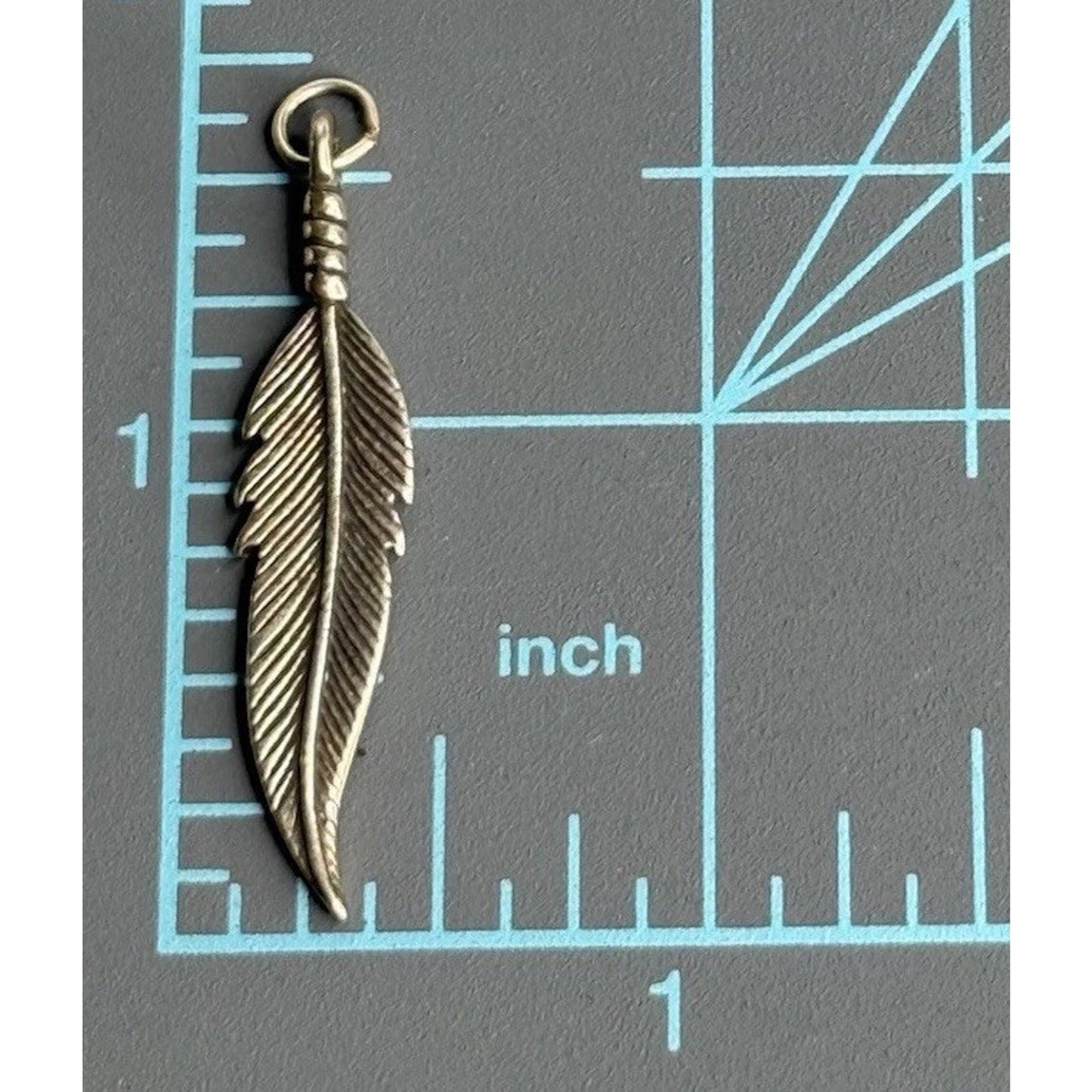 Vintage Sterling Silver Large Feather Charm 2 grams