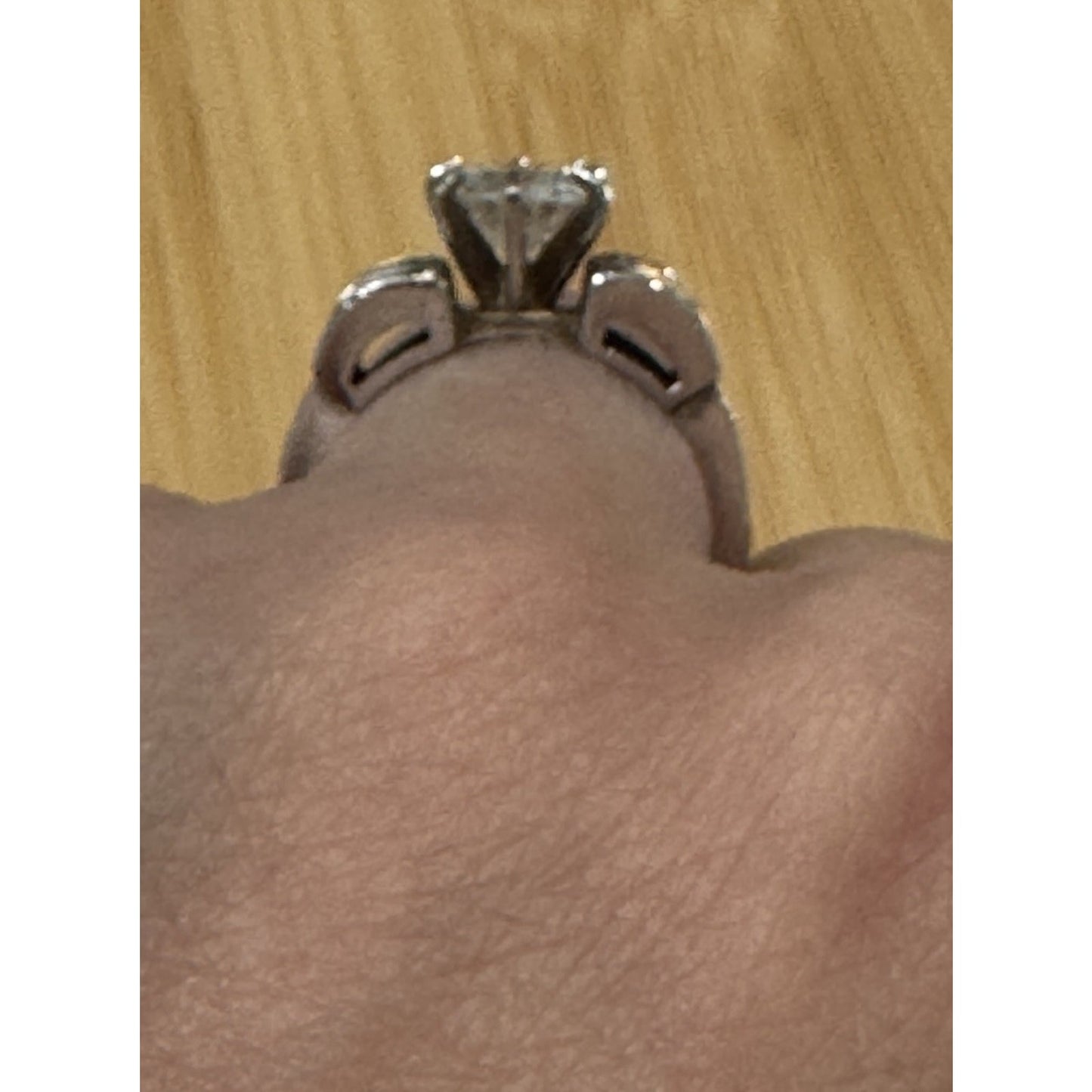 Sterling Silver CZ Engagement Wedding 925 Ring Size 7.5 Baguette Accent