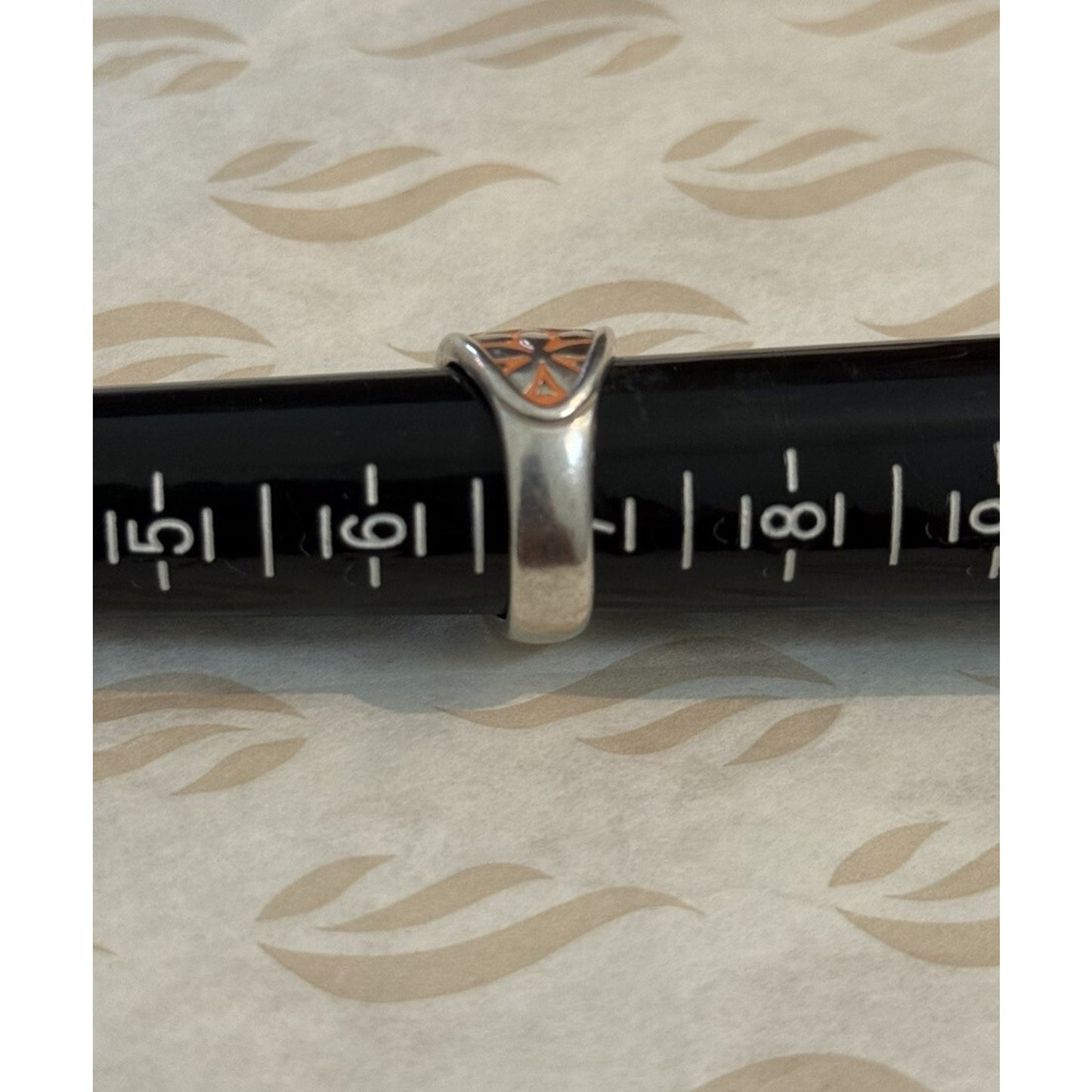James Avery Retired Silver Spring Orange Blossom Enamel Ring Size 7 Pre-Owned