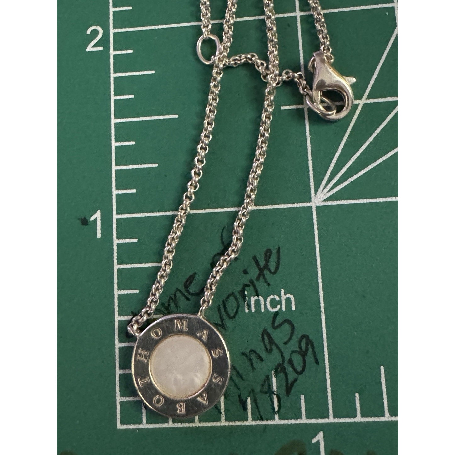Thomas Sabo 925 Sterling Silver Mother-of-Pearl Disc Pendant Necklace 16 - 17”