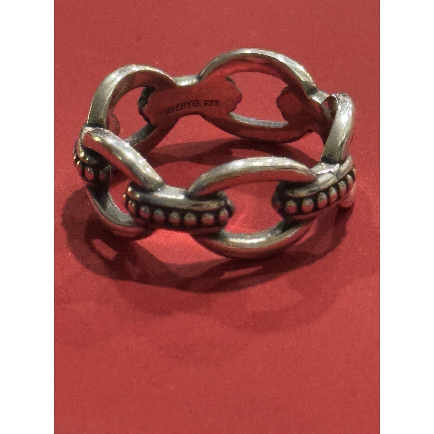 James Avery Retired Sterling Silver Beaded Connected Links Ring Size 9 Pre-Owned