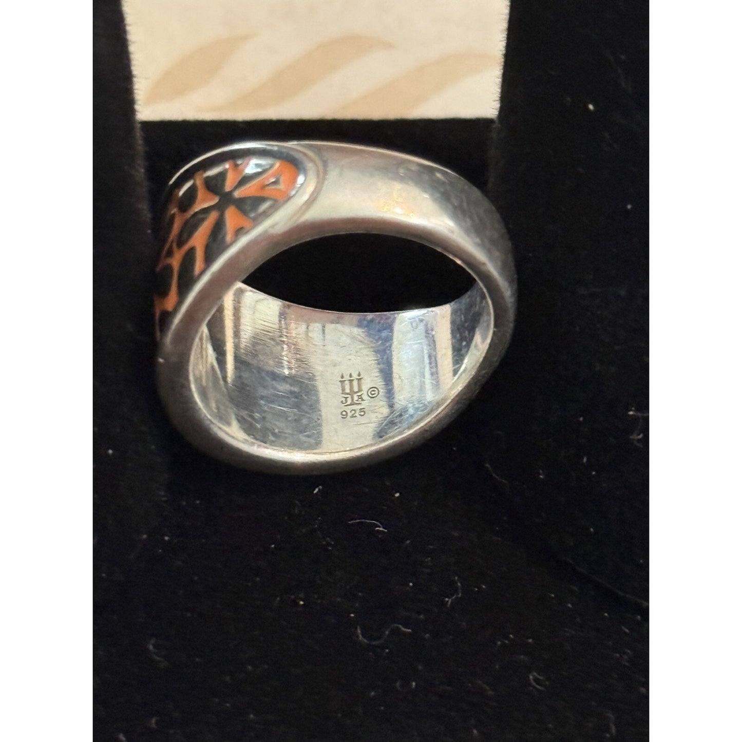 James Avery Retired Silver Spring Orange Blossom Enamel Ring Size 7 Pre-Owned