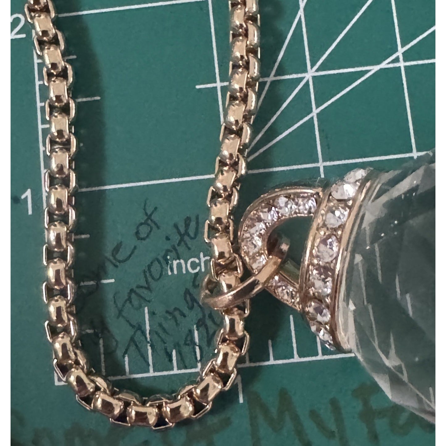 OPC Gold Tone Faceted Crystal Orb Pendant Necklace Long 32” Statement 111g