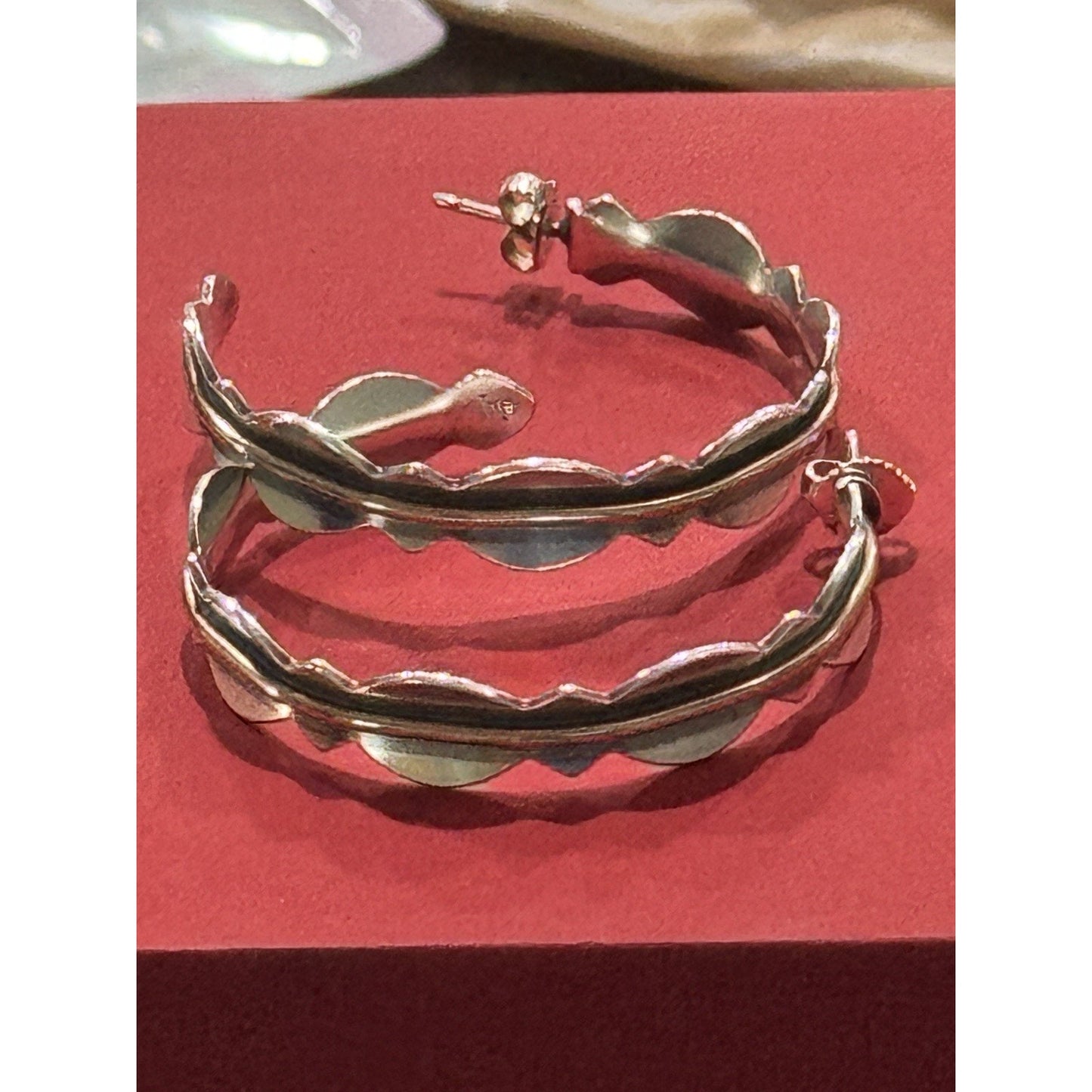 James Avery Retired Sterling Silver & Bronze Hoop Earrings Pre-Owned