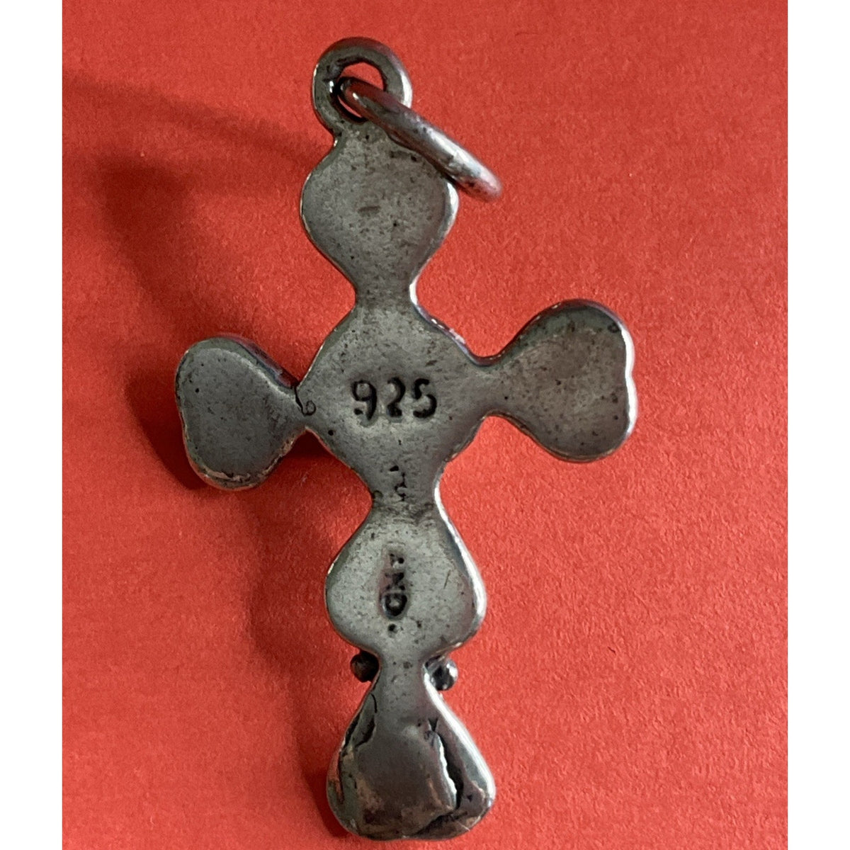 Vintage Sterling Silver Puffy Heart Cross Charm Pendant Southwestern Style