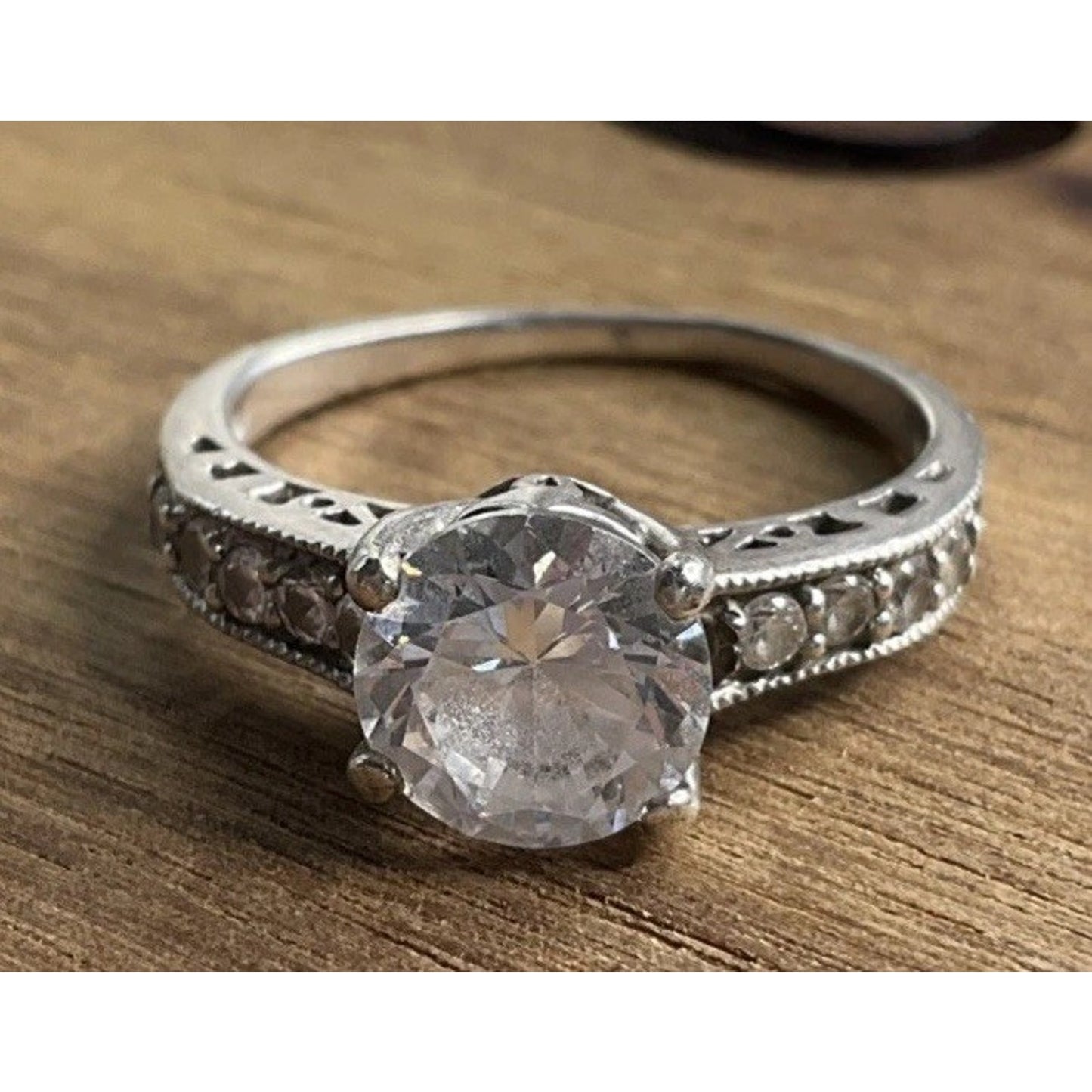 Sterling Silver CZ Engagement Ring Size 8.5 Round Solitaire Bridal Ring 925