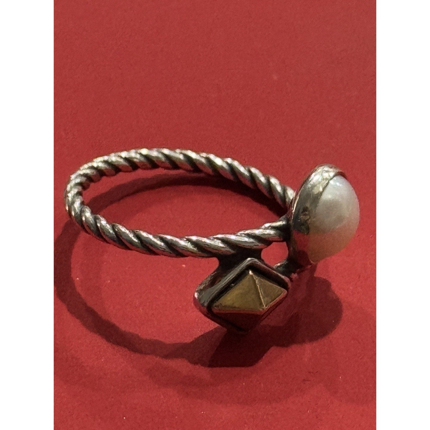 James Avery Retired 925 Silver Marlowe Bronze w/ Cultured Pearl Ring Size 10 Pre-Owned