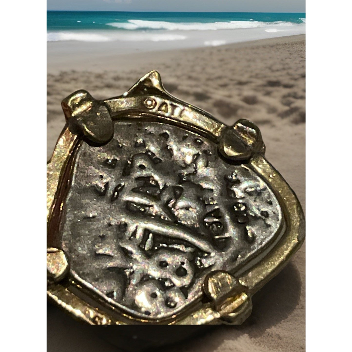 Vintage ATI Sterling Replica Spanish Shipwreck Cob Coin Dolphin Nautical 1”