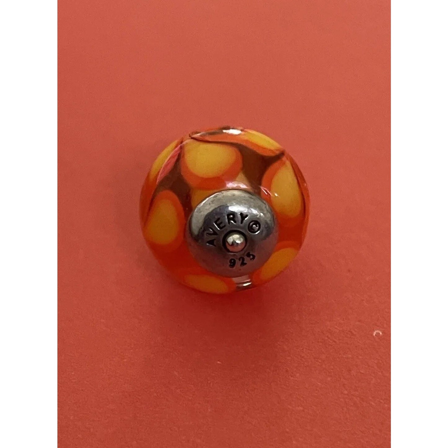 James Avery Retired Orange Summer Sun Finial Glass Art Bead Charm Pre-Owned