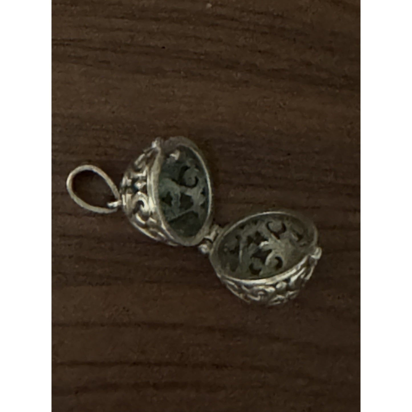 Vintage Sterling Silver 925 Ornate Filigree Egg Locket Pendant 1” Hinge Opens