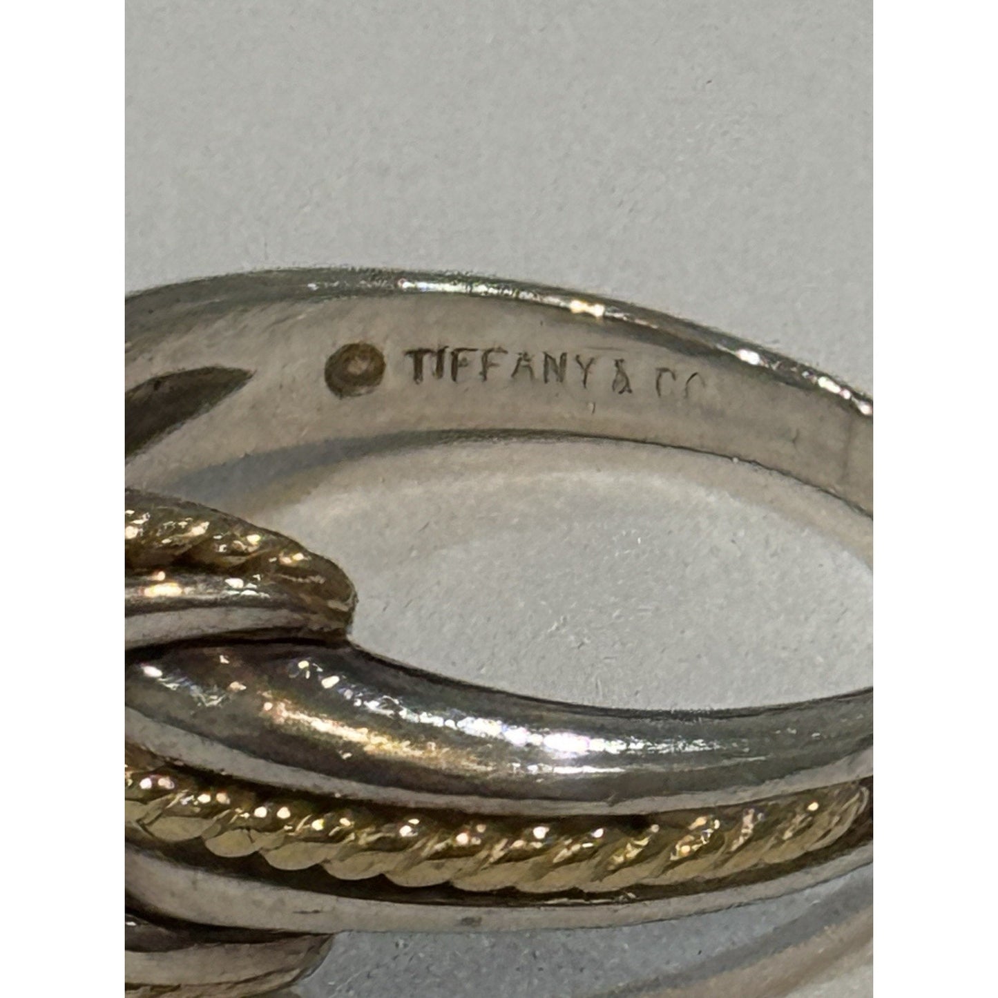Vintage Tiffany & Co Signature Cross Ring 18k Yellow Gold & Sterling 925 Sz 8.5