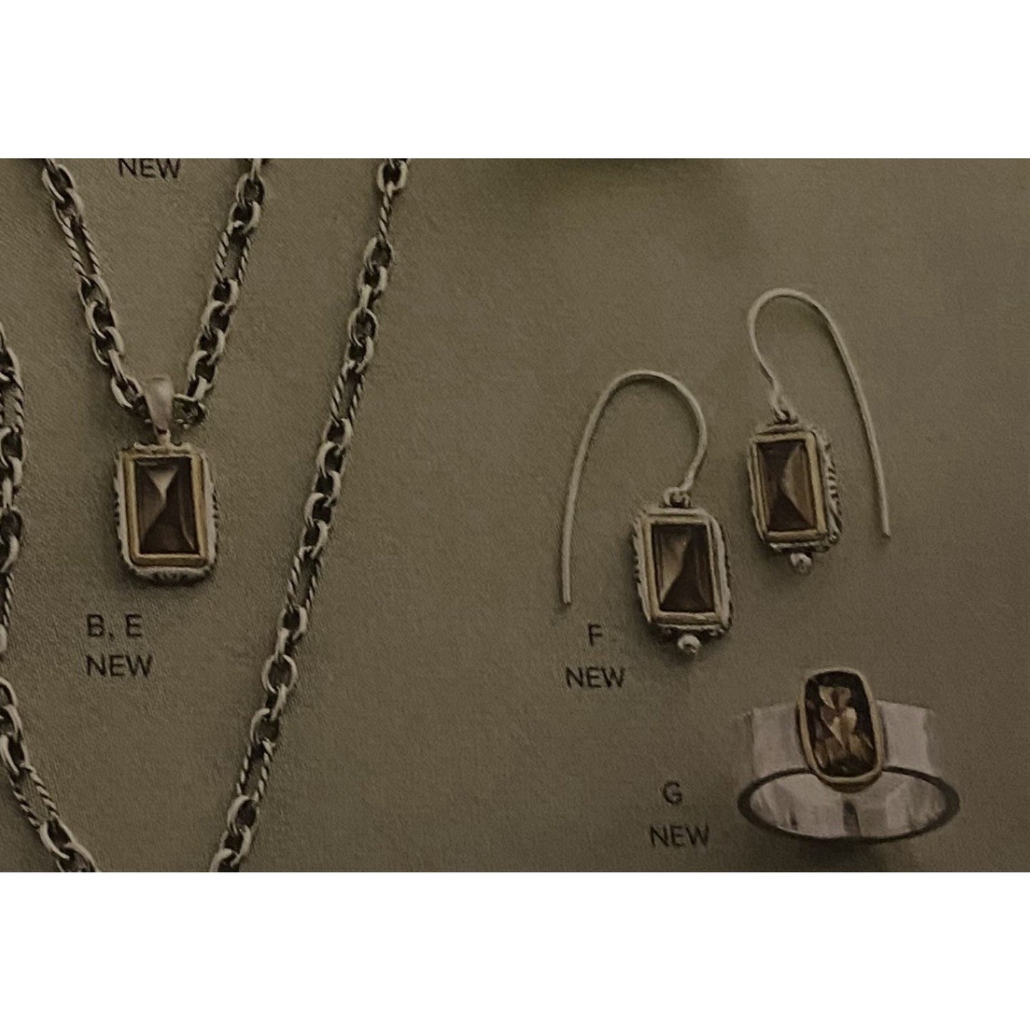 Pre owned James Avery Retired Graciela Smoky Quartz Pendant Sterling Silver And 14K gold