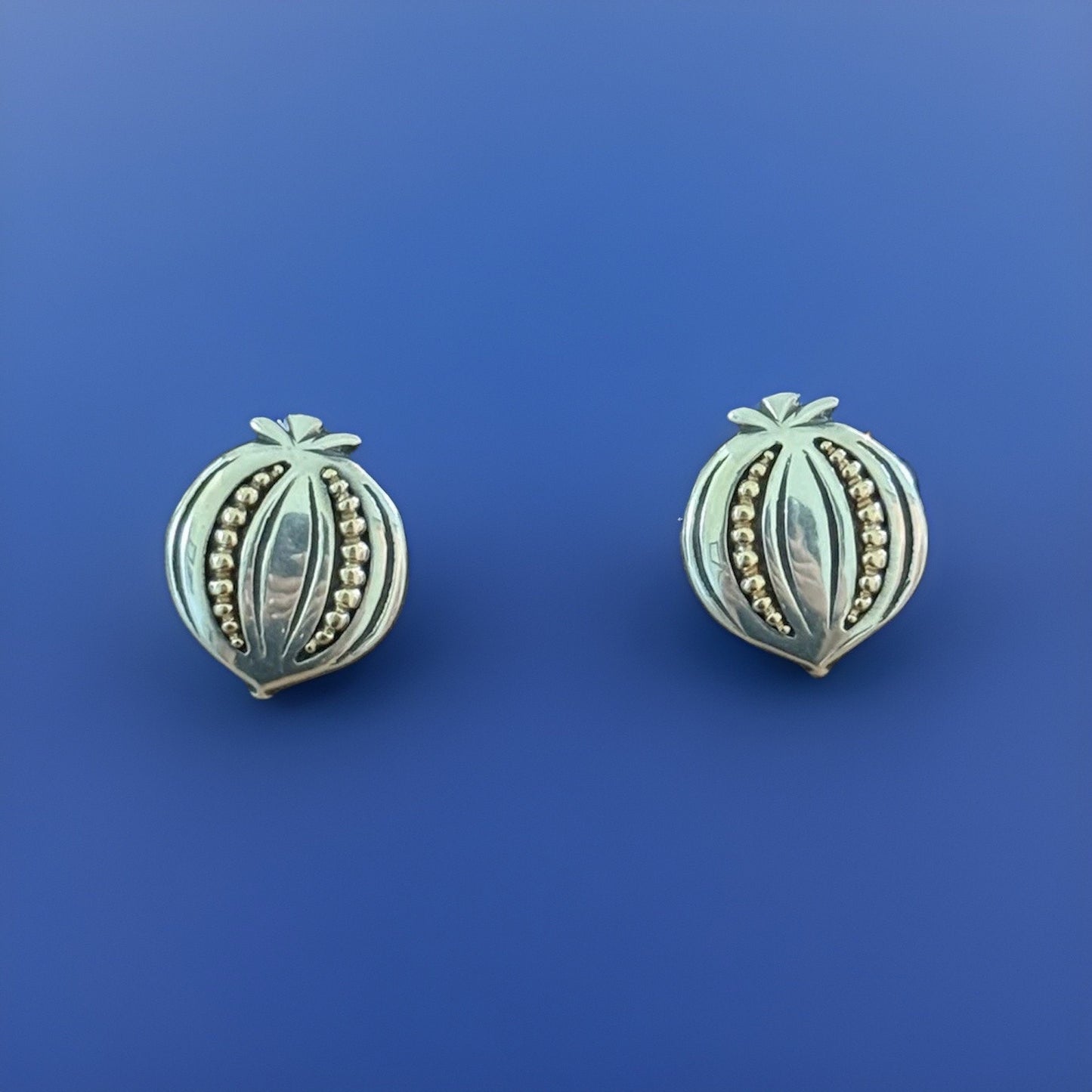 Pre Owned James Avery Retired Silver & 14k Gold Pomegranate French Clip Earrings