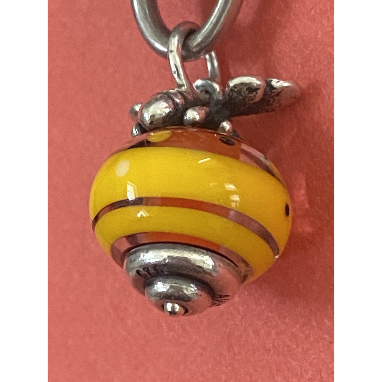James Avery Retired Silver Finial Original Release Honey Bee Glass Art Bead Pre-Owned