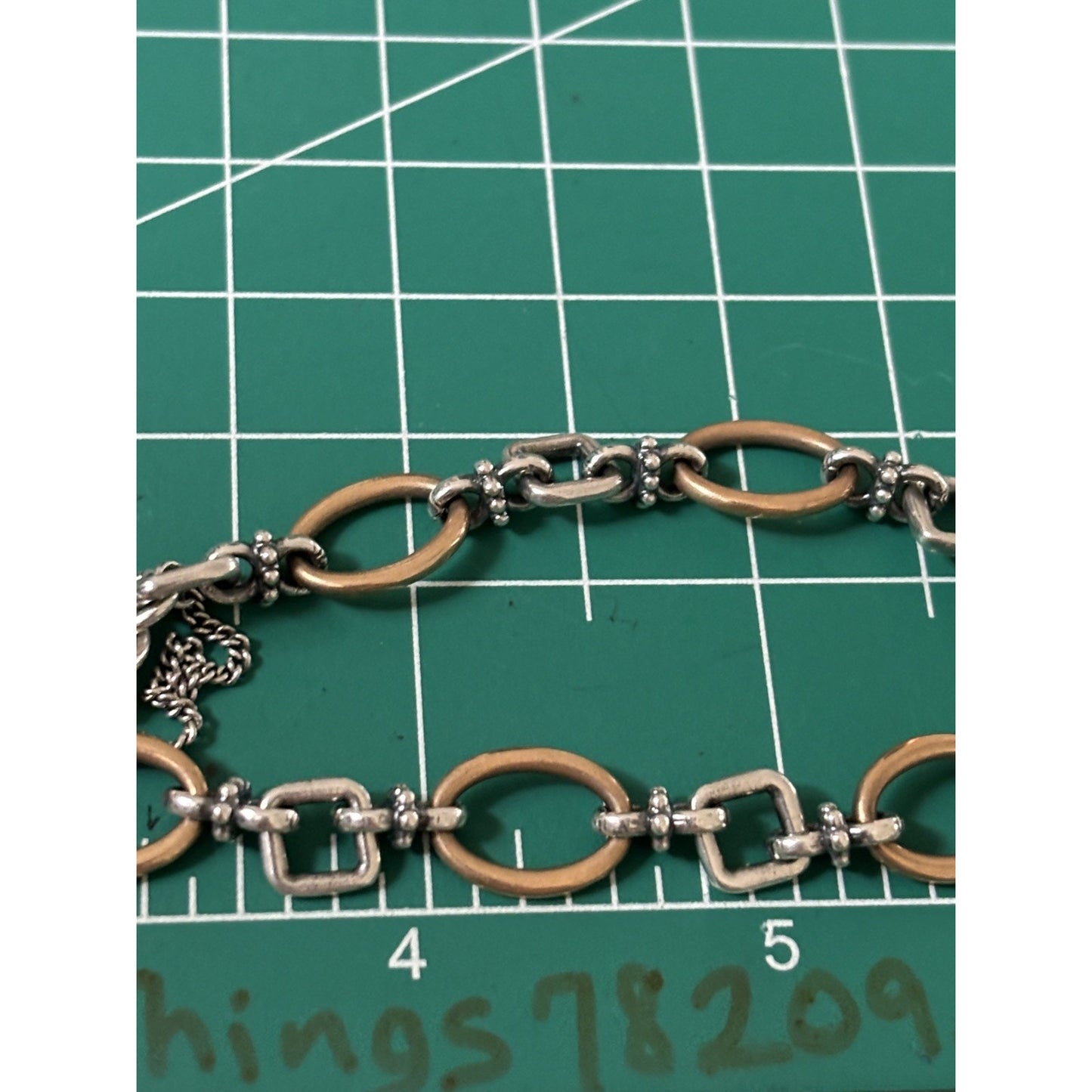 Pre Owned James Avery Retired Silver and Bronze Geometric Bracelet 7” Medium