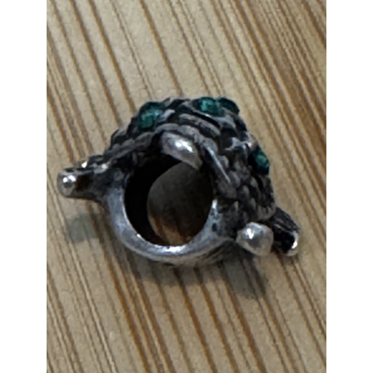 Vintage MA Michael Anthony 925 Italy Sterling Silver Turtle Green Crystals Charm