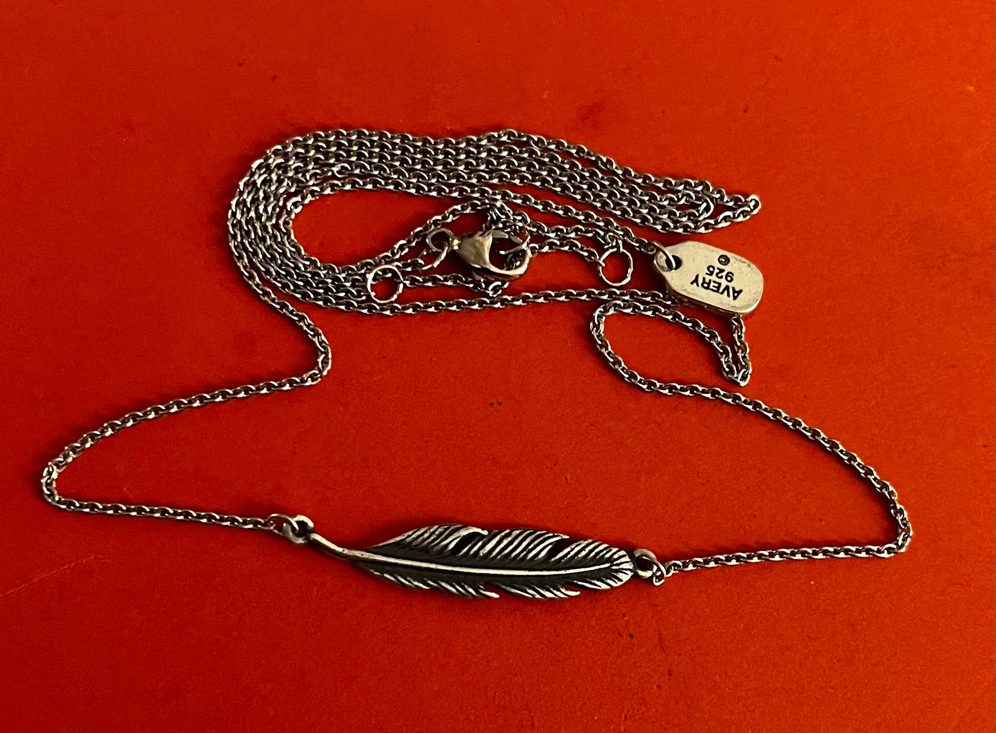 Pre-Owned James Avery Retired Sterling Silver Feather Necklace 21" Adjustable