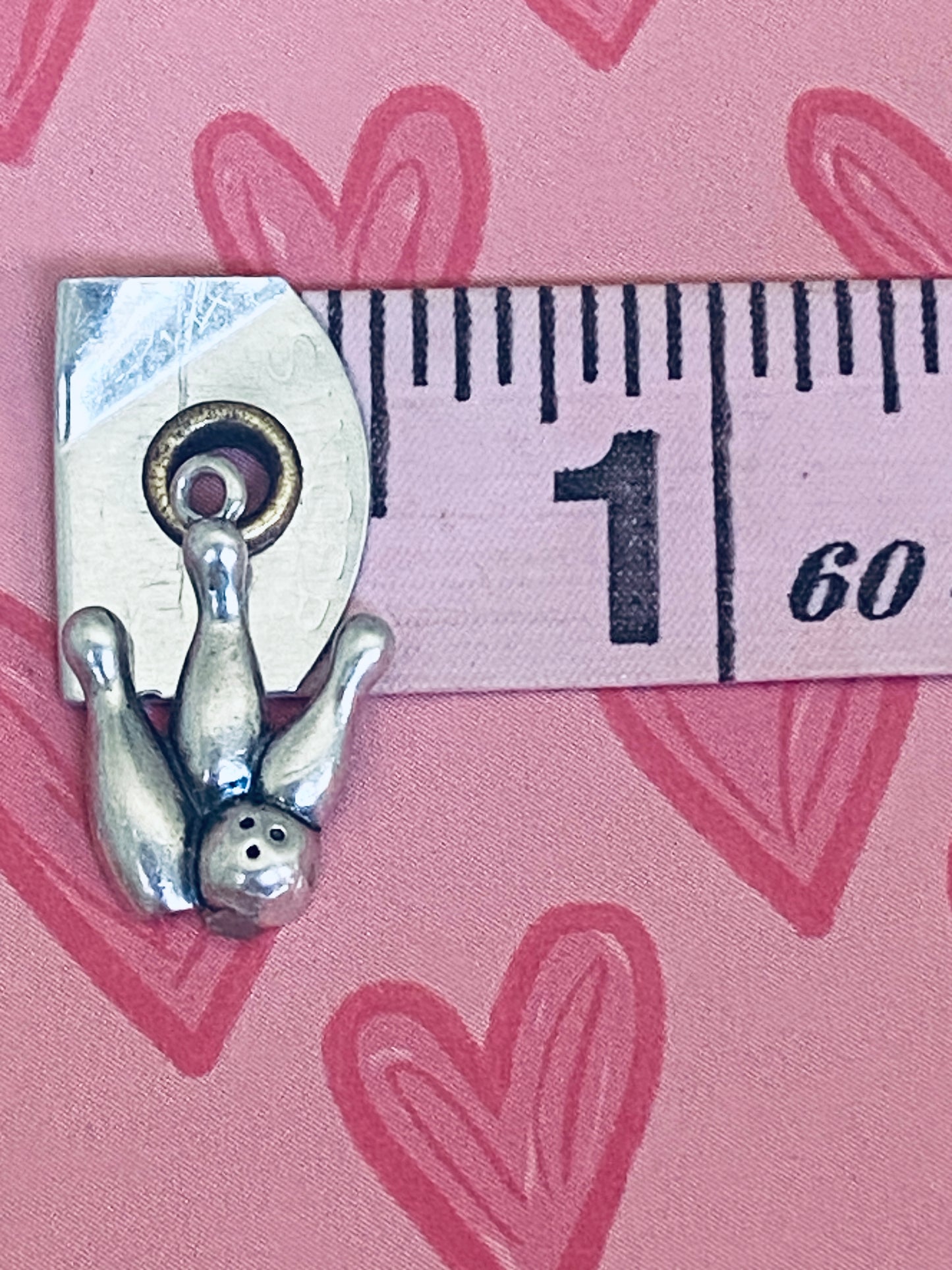 Pre-Owned James Avery Retired Silver Bowling Ball and Pins Charm