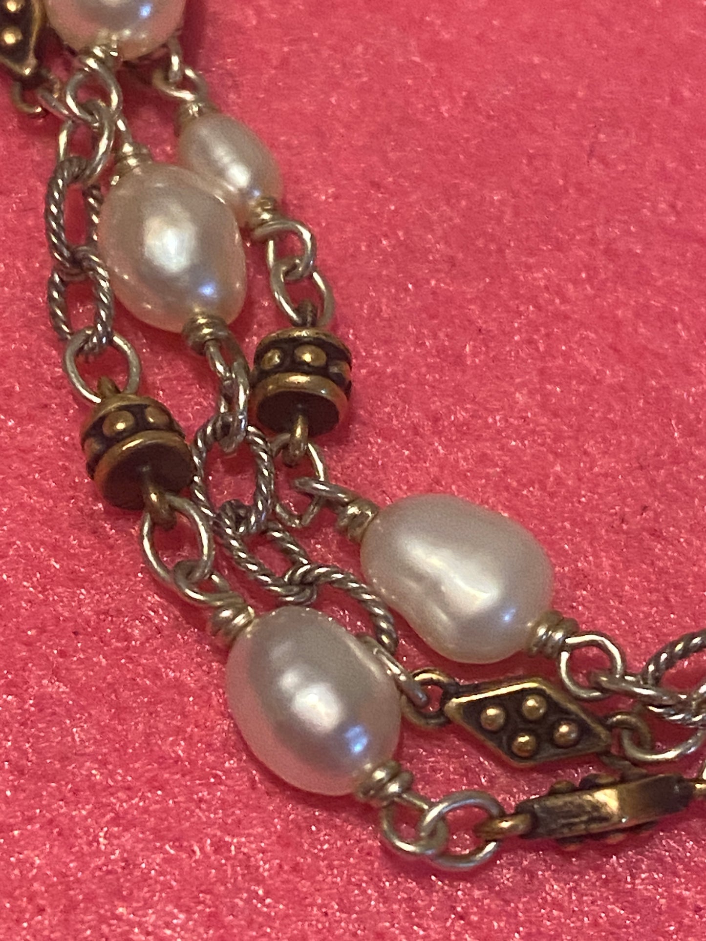 Pre-Owned James Avery Retired Marjan Pearl Silver and Bronze Bracelet 8”