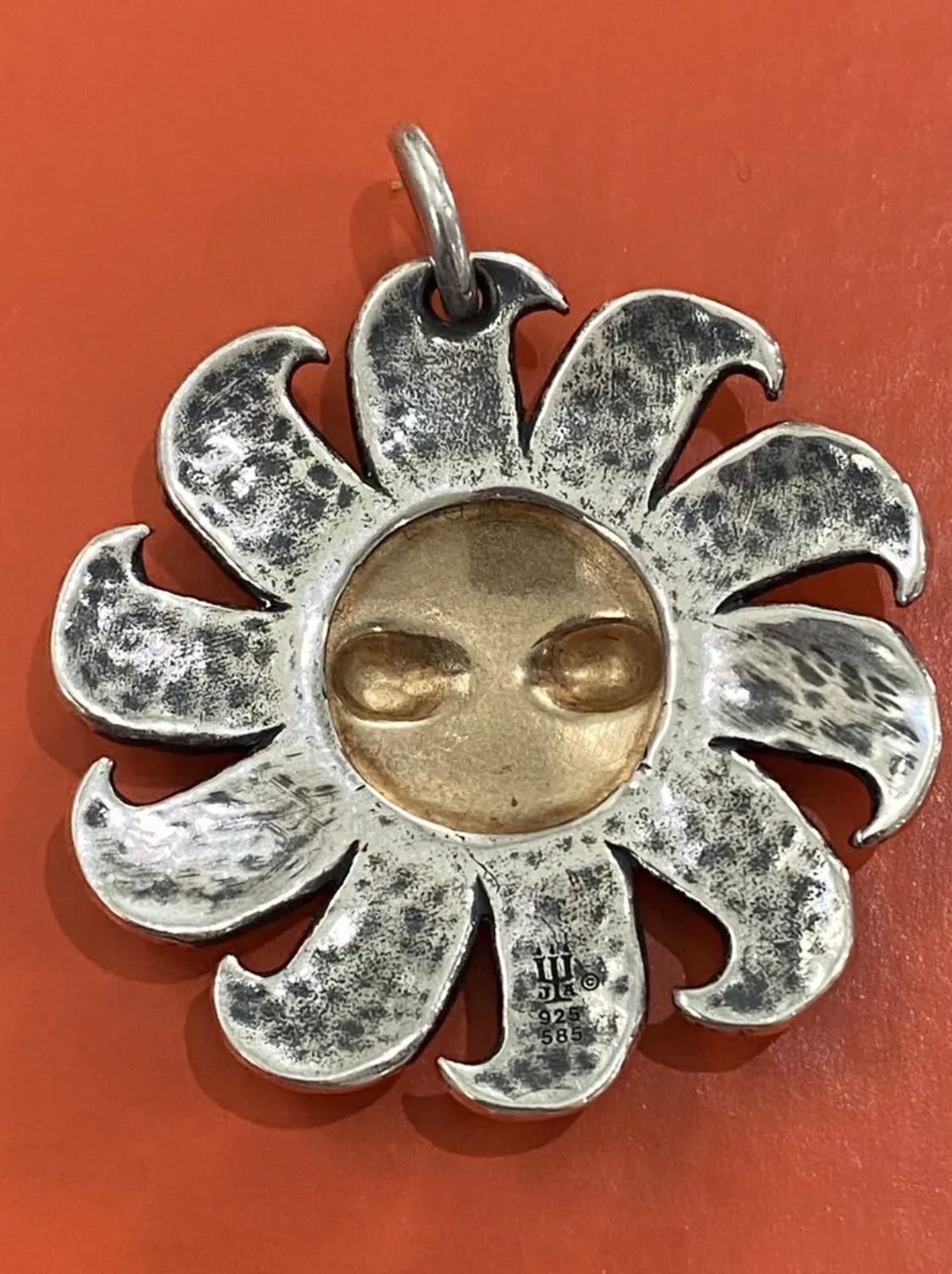Pre-Owned James Avery Retired Silver and 14k Gold Cara De Sol Pendant