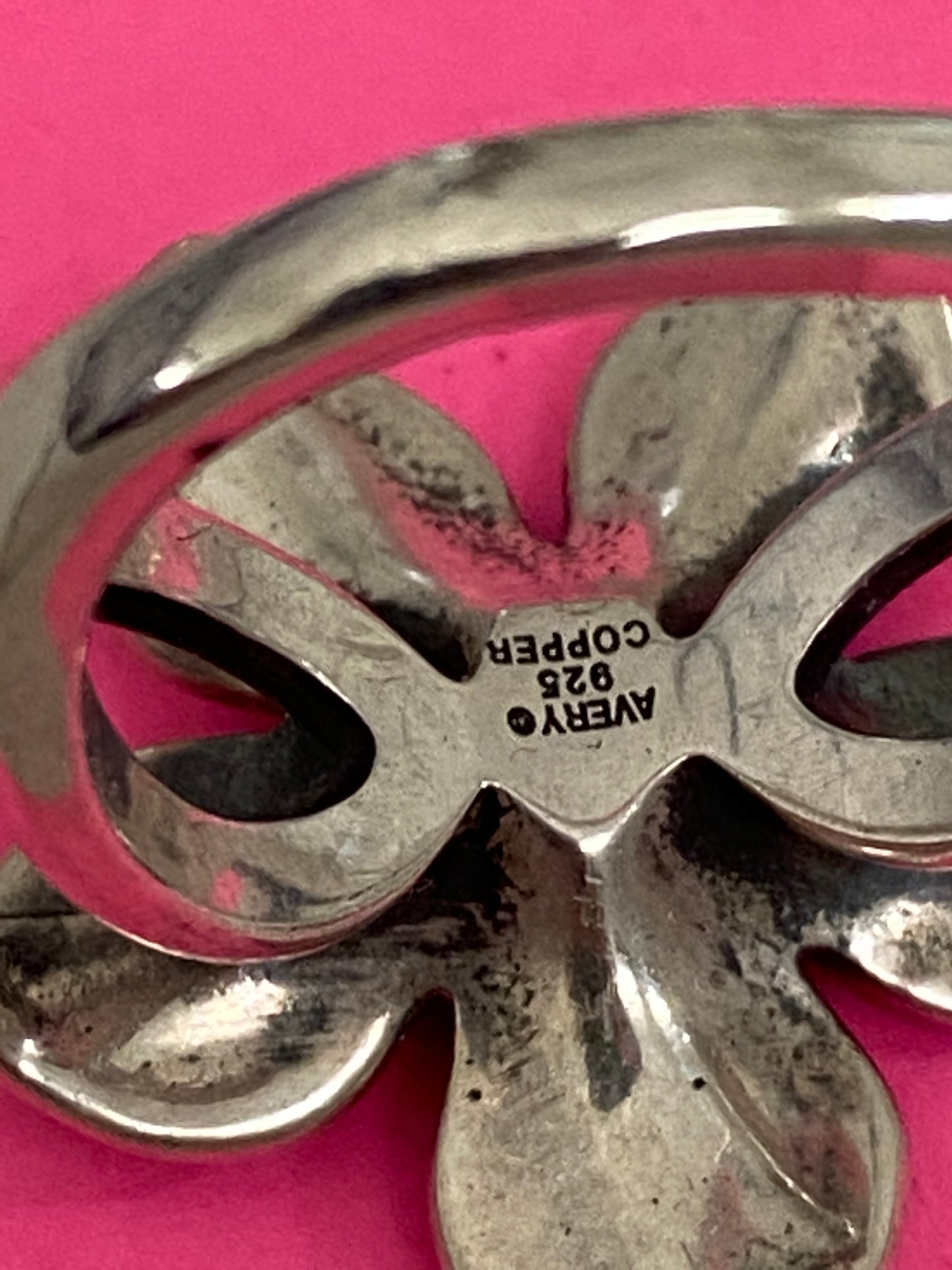 Pre-Owned James Avery Retired Flower Silver & Copper Ring Size 8.5