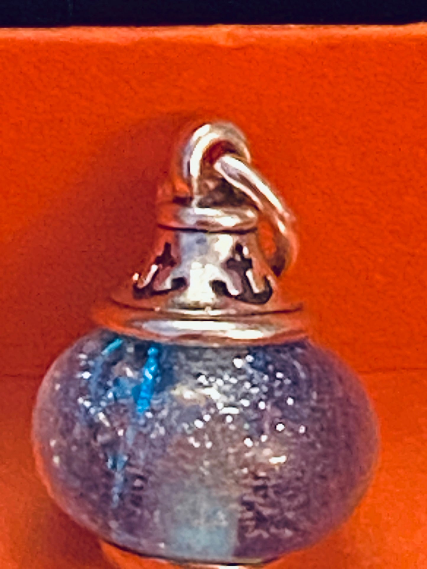 Pre-Owned James Avery Retired Blue Glitter Glass Art HOPE Silver ANCHOR FINIAL Charm