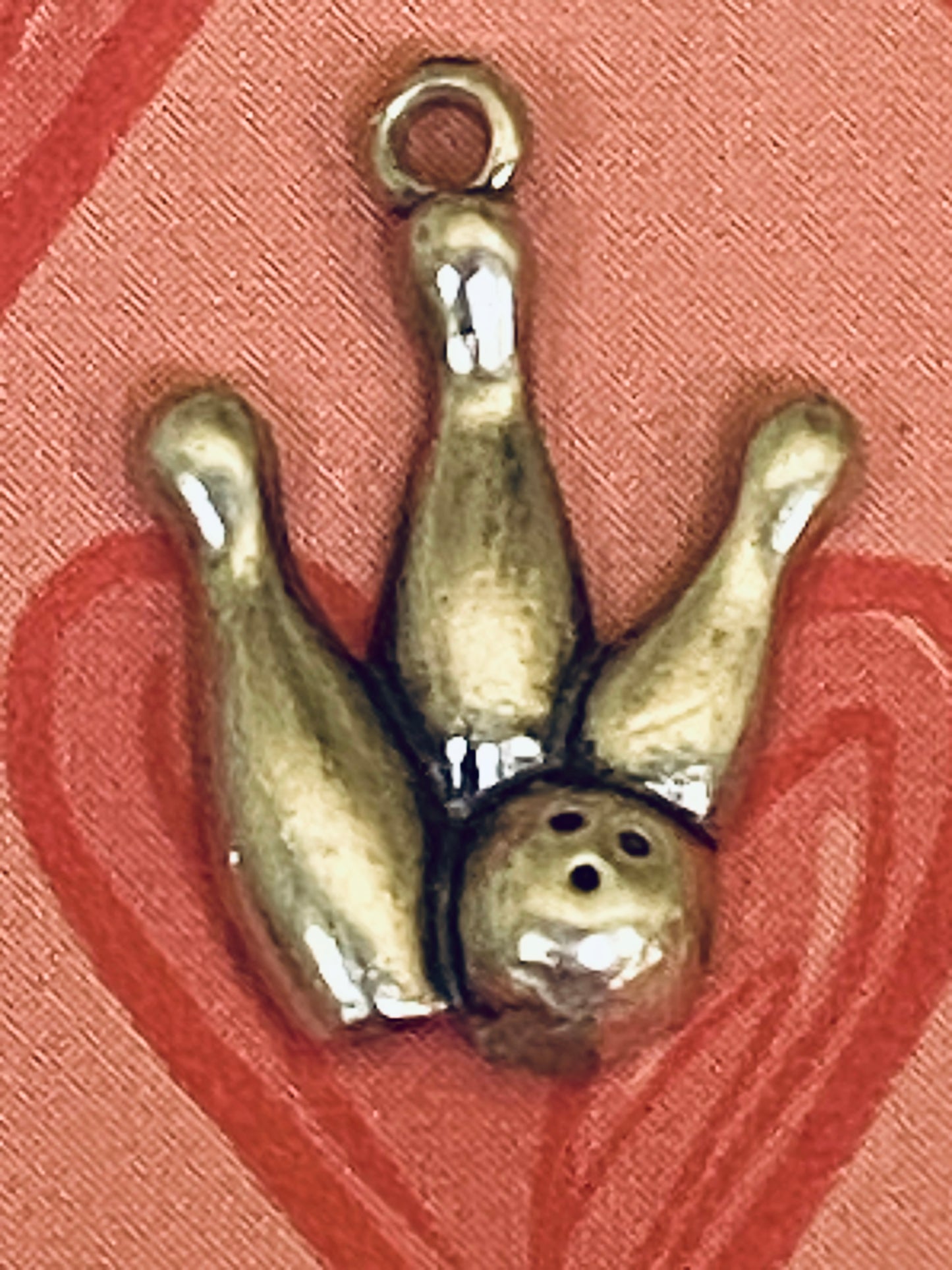Pre-Owned James Avery Retired Silver Bowling Ball and Pins Charm