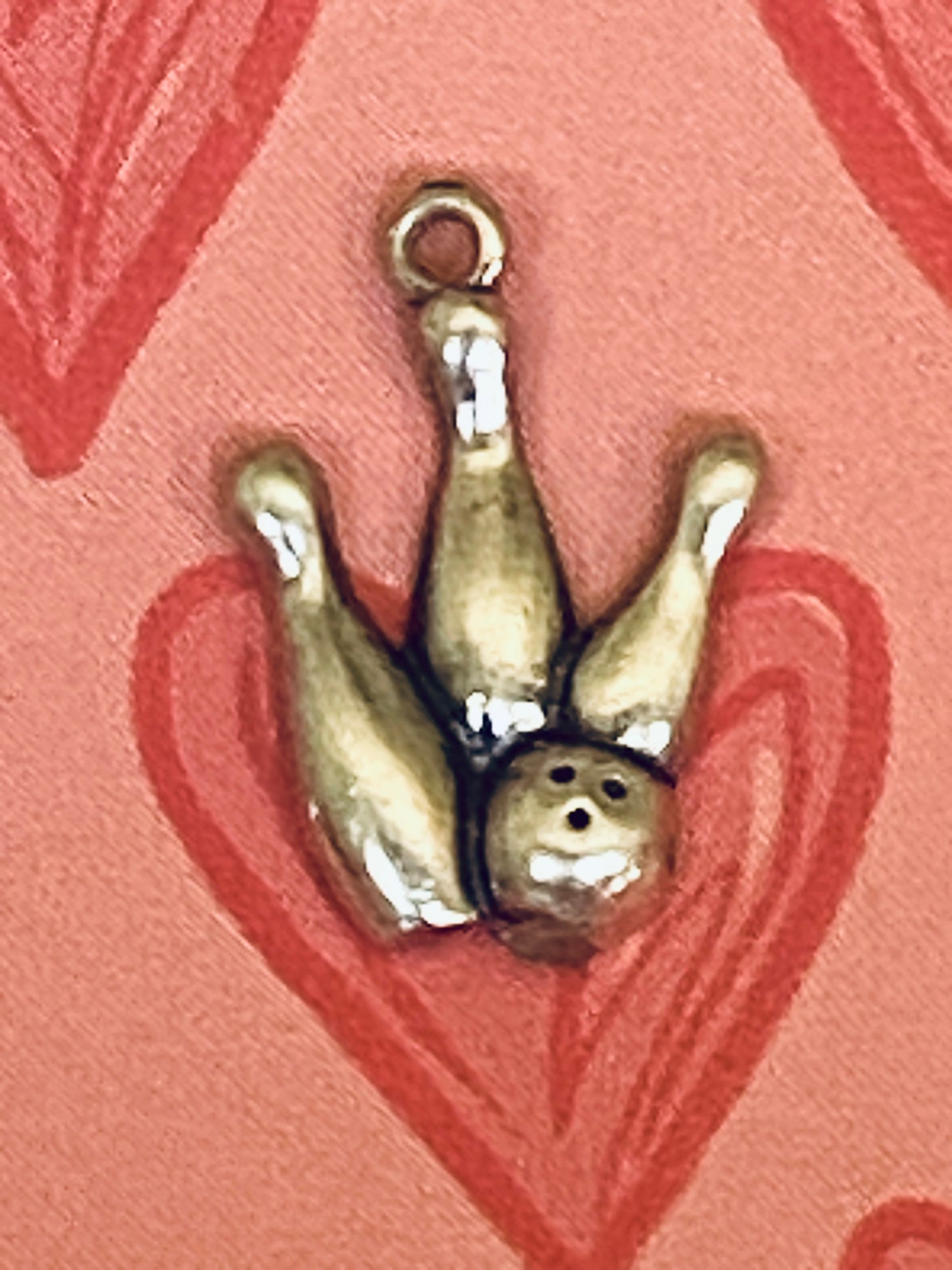 Pre-Owned James Avery Retired Silver Bowling Ball and Pins Charm