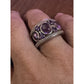 Vintage 925 Sterling Silver Amethyst Multi Stone Cabochon Ring Size 8 8.5 gr