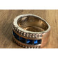 Sterling Silver Blue Stone Ring 925 Two Tone Band Size 6