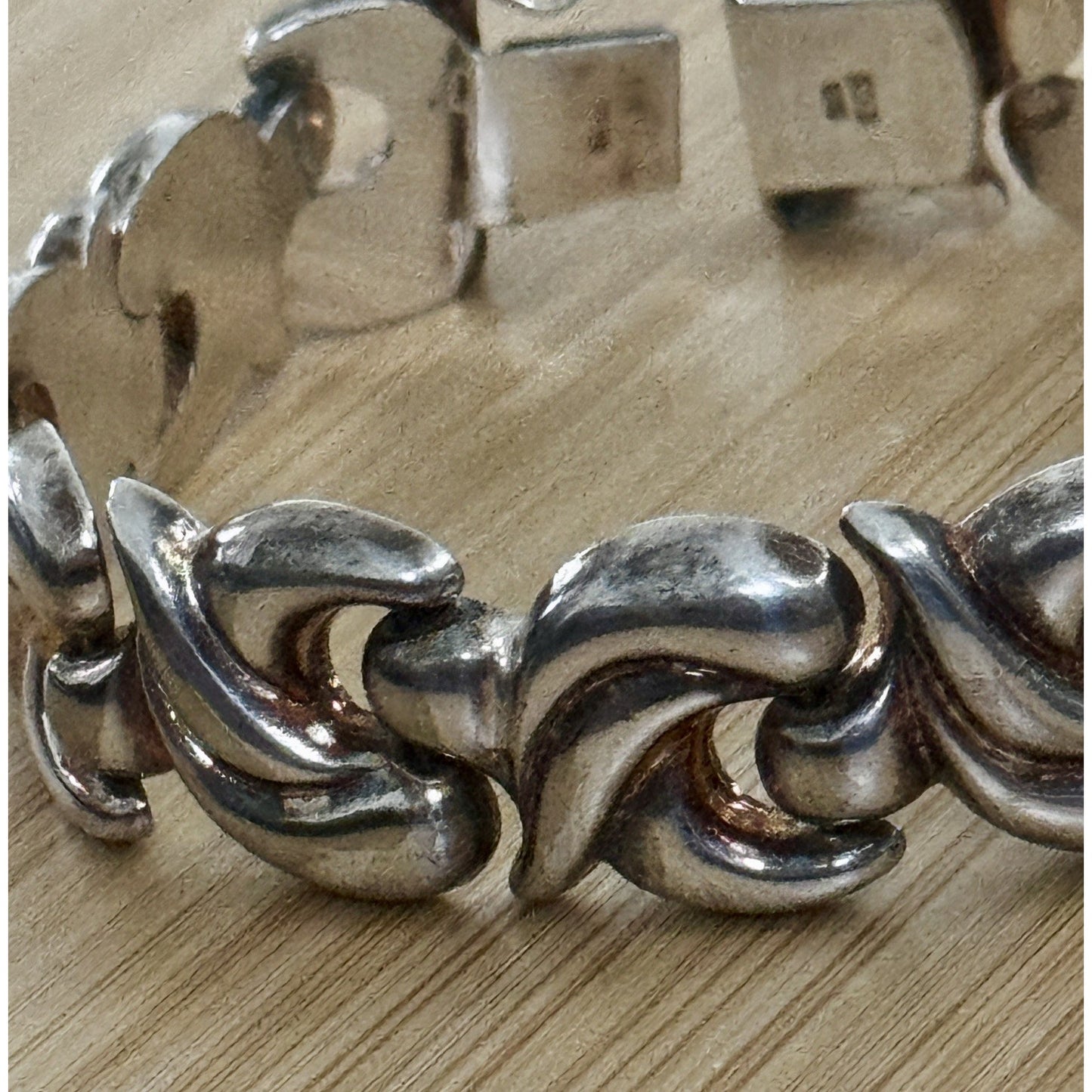 Vintage Milor Italy 925 Sterling Silver Fan Scroll Link Bracelet 7.5” 22g