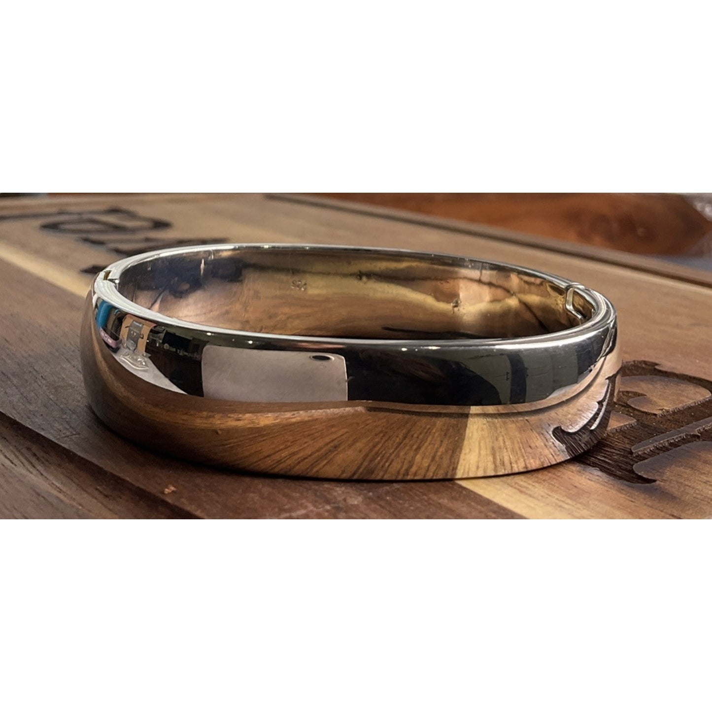 Sterling Silver 925 Hinged Bangle Bracelet Polished Minimalist Modern 64 Grams!