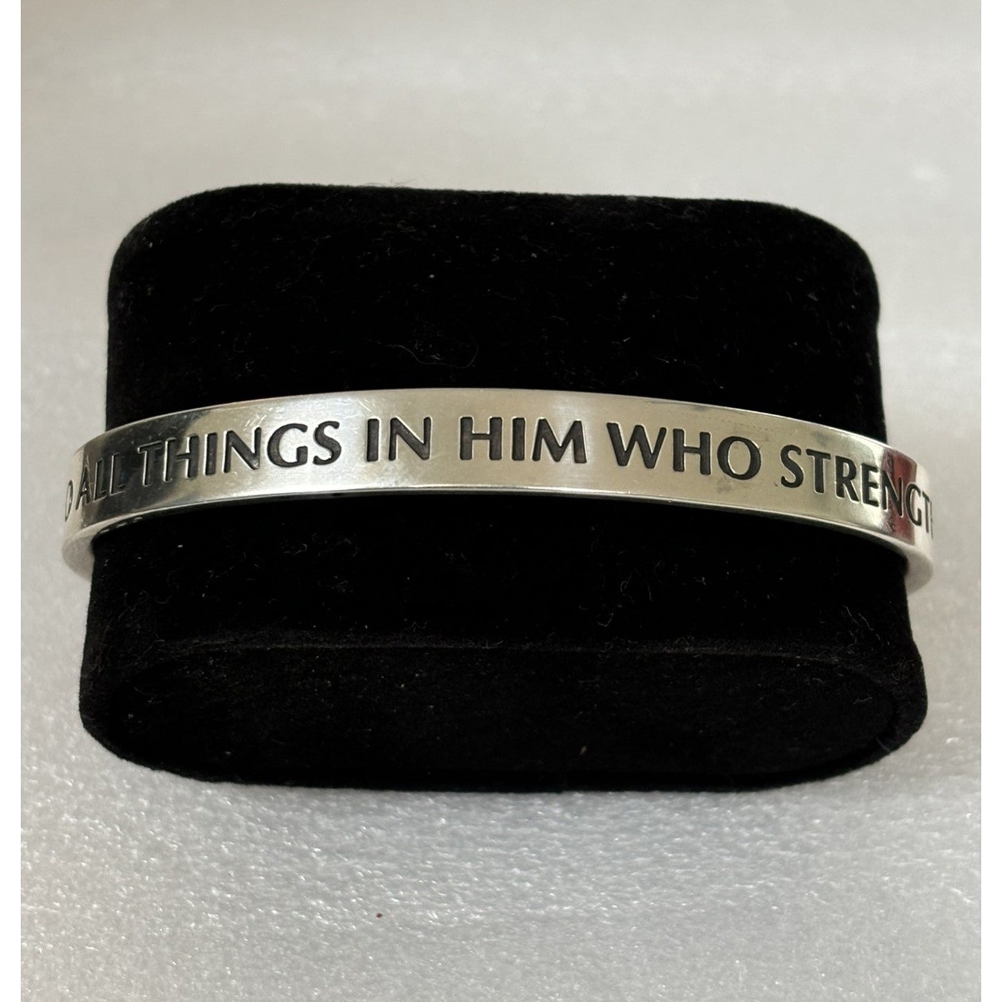 Pre owned James Avery RETIRED Sterling Silver Philippians 4:13 Scripture Cuff Bracelet 42g
