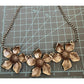 Silver Tone Triple Dogwood Flower Linked Statement Necklace 16-19”
